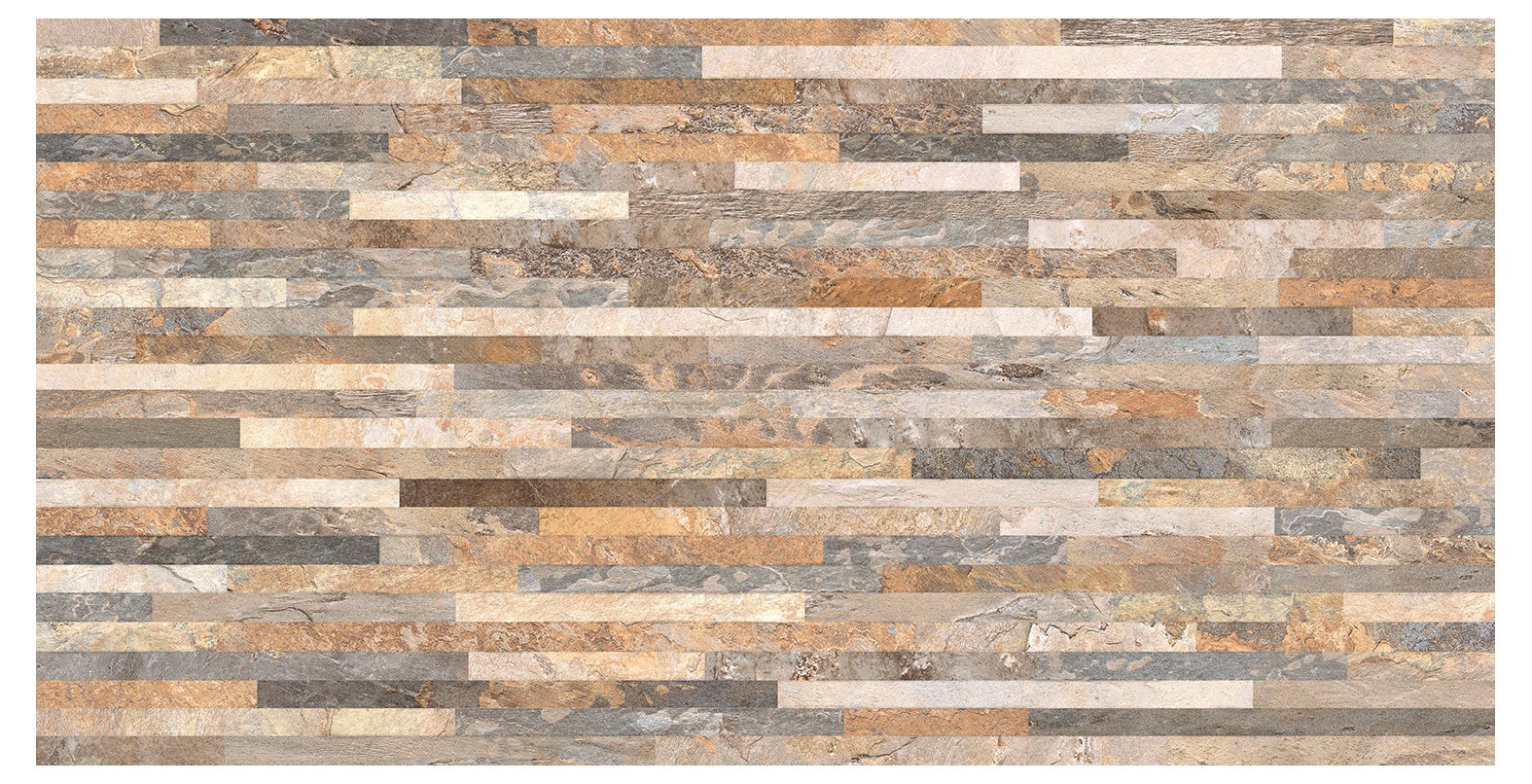 Azulejo porcelánico ardesia efecto piedra, pizarra multicolor 32x62.5 cm