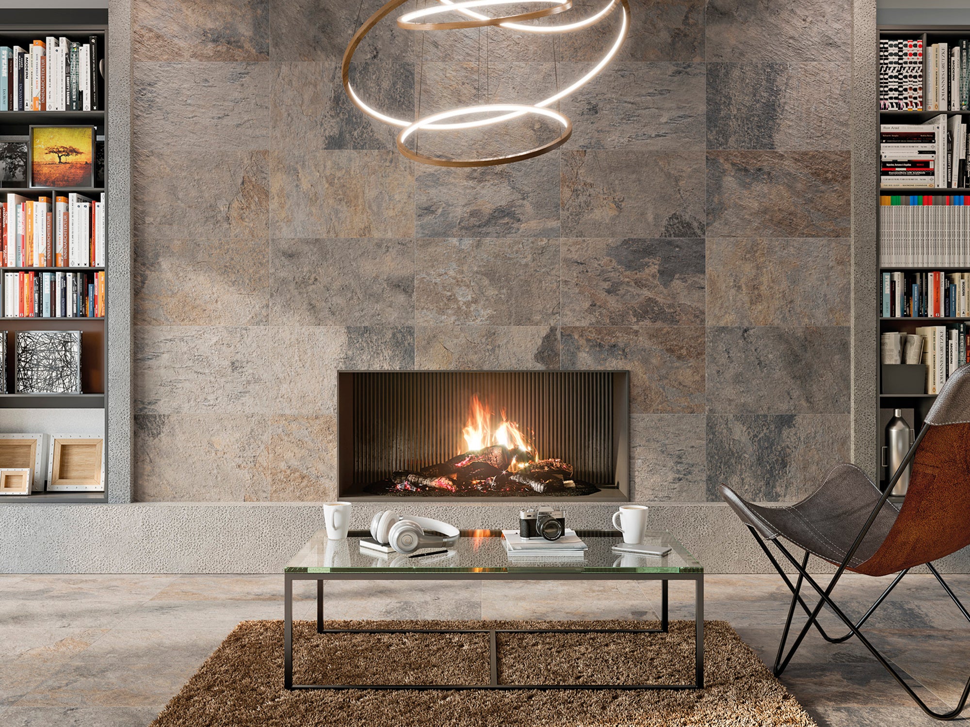Azulejo porcelánico ardesia efecto piedra, pizarra gris 32x62.5 cm