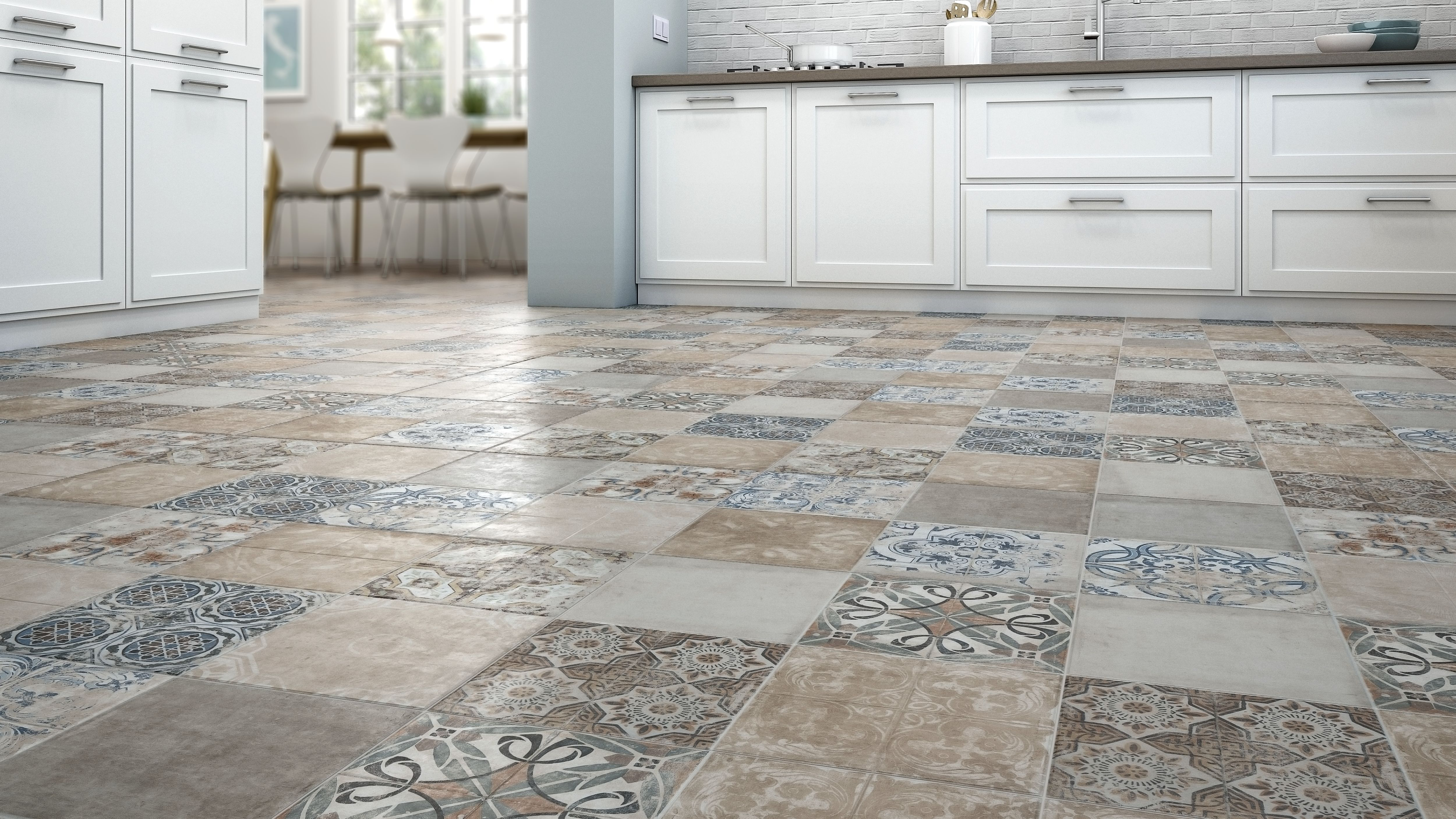 Piastrella da pavimento interno 45 x 45 cm Sp. 9.1 mm Tours Alcazar in gres naturale smaltato multicolore opaco traffico medio (pei 2/5) R10 1.42 mq - 6