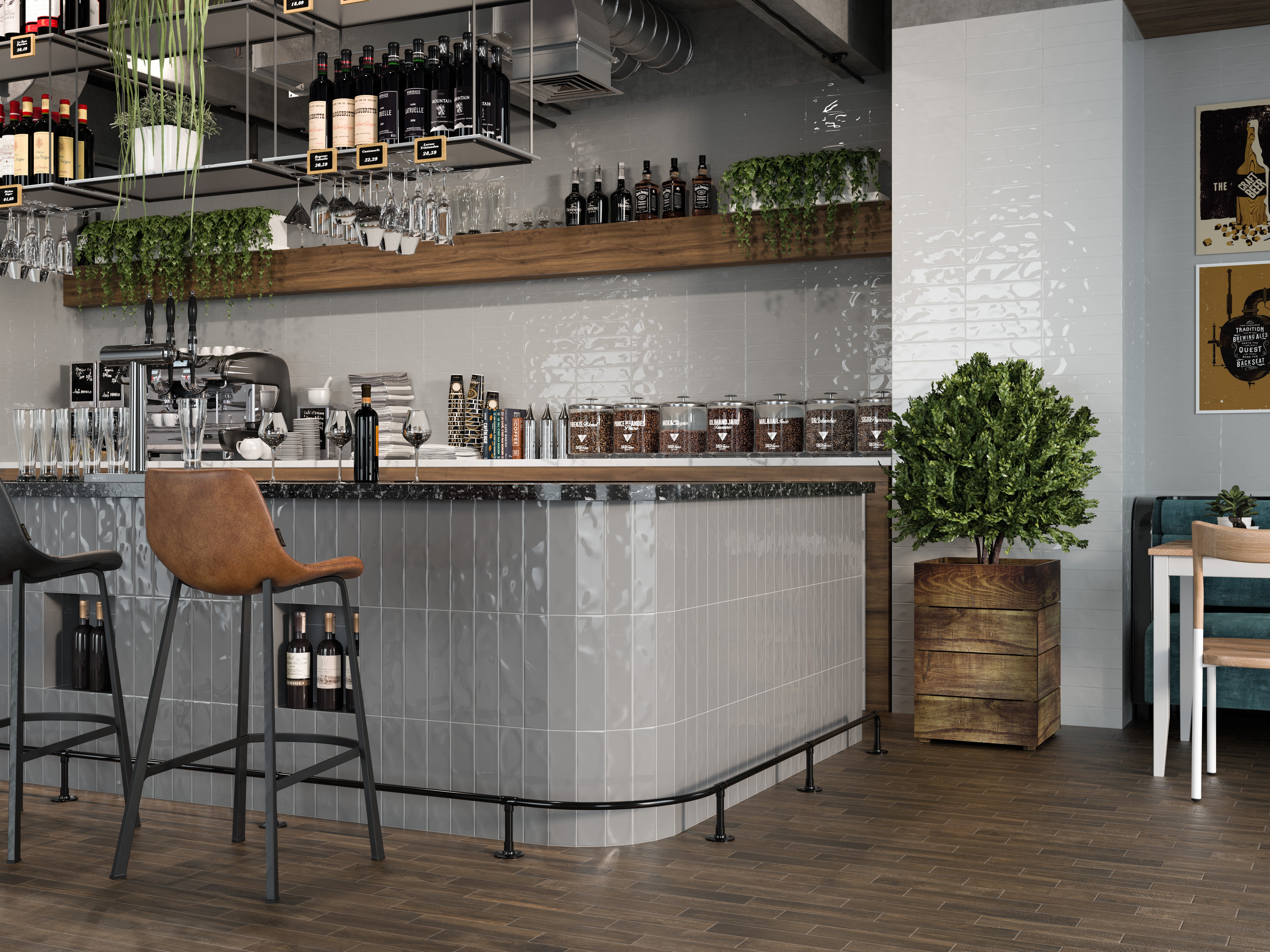 Azulejo cerámico acuarela efecto zellige gris 7.5x30 cm