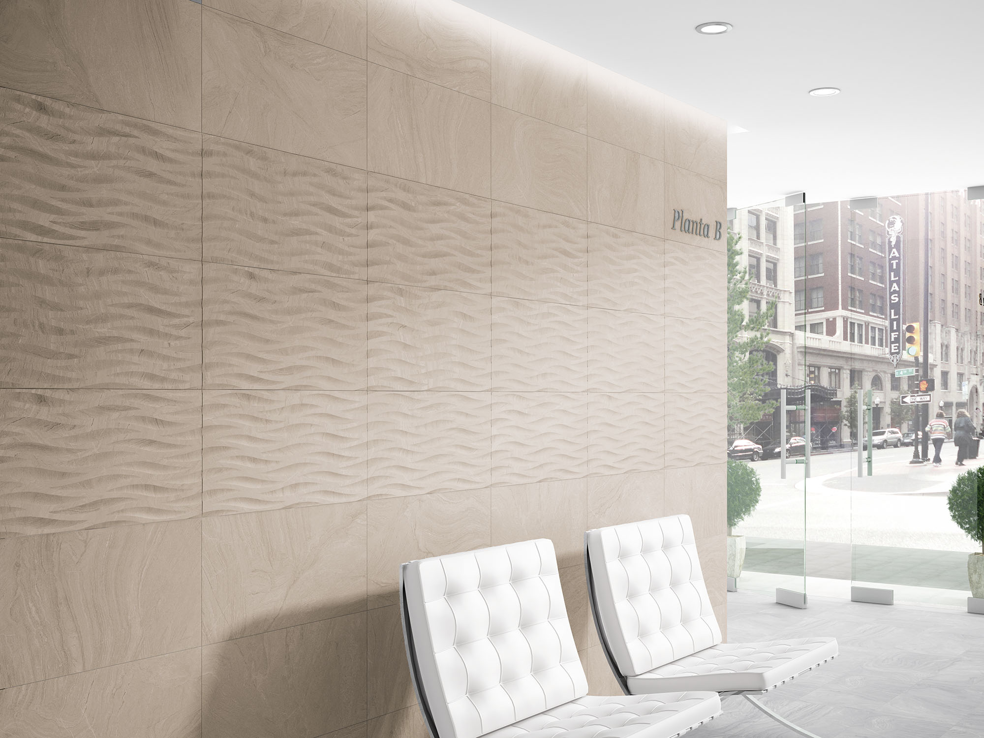 Azulejo porcelánico varana efecto piedra beige 45x90 cm