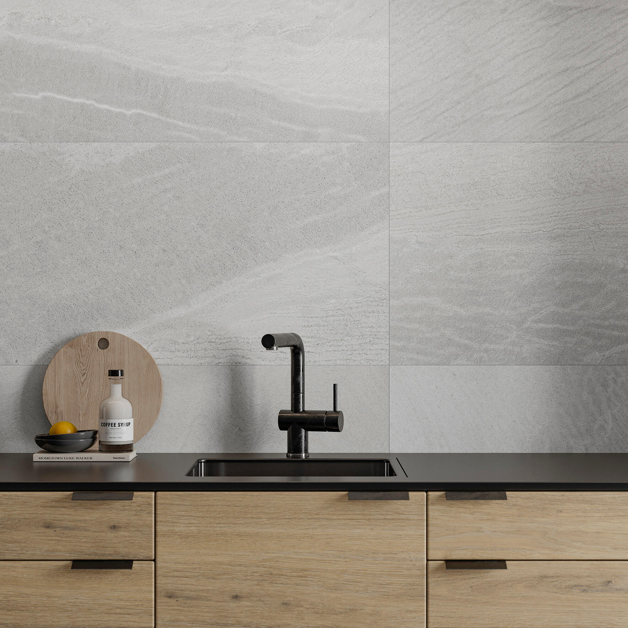 Azulejo porcelánico canyon efecto piedra gris 32x62.5 cm