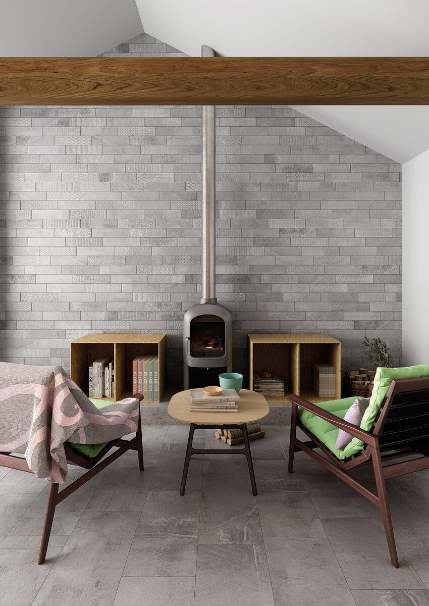 Suelo/azulejo cerámico brickbold efecto piedra gris 8x33.15 cm c1