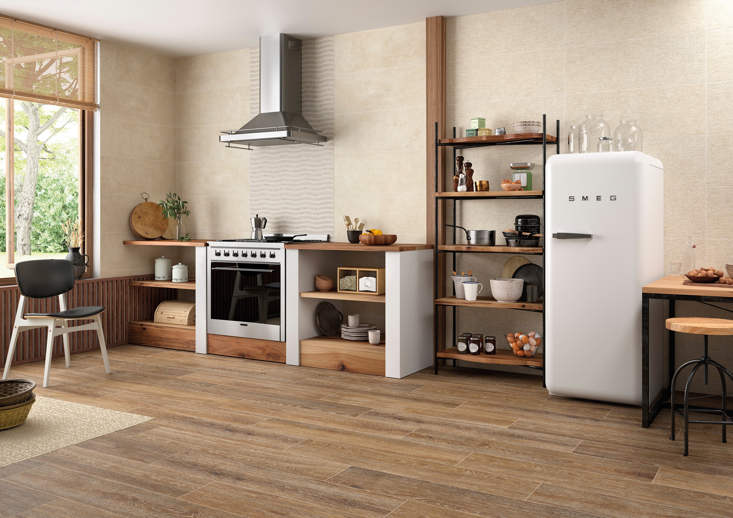 Azulejo cerámico narbona efecto piedra beige 33.3x90 cm