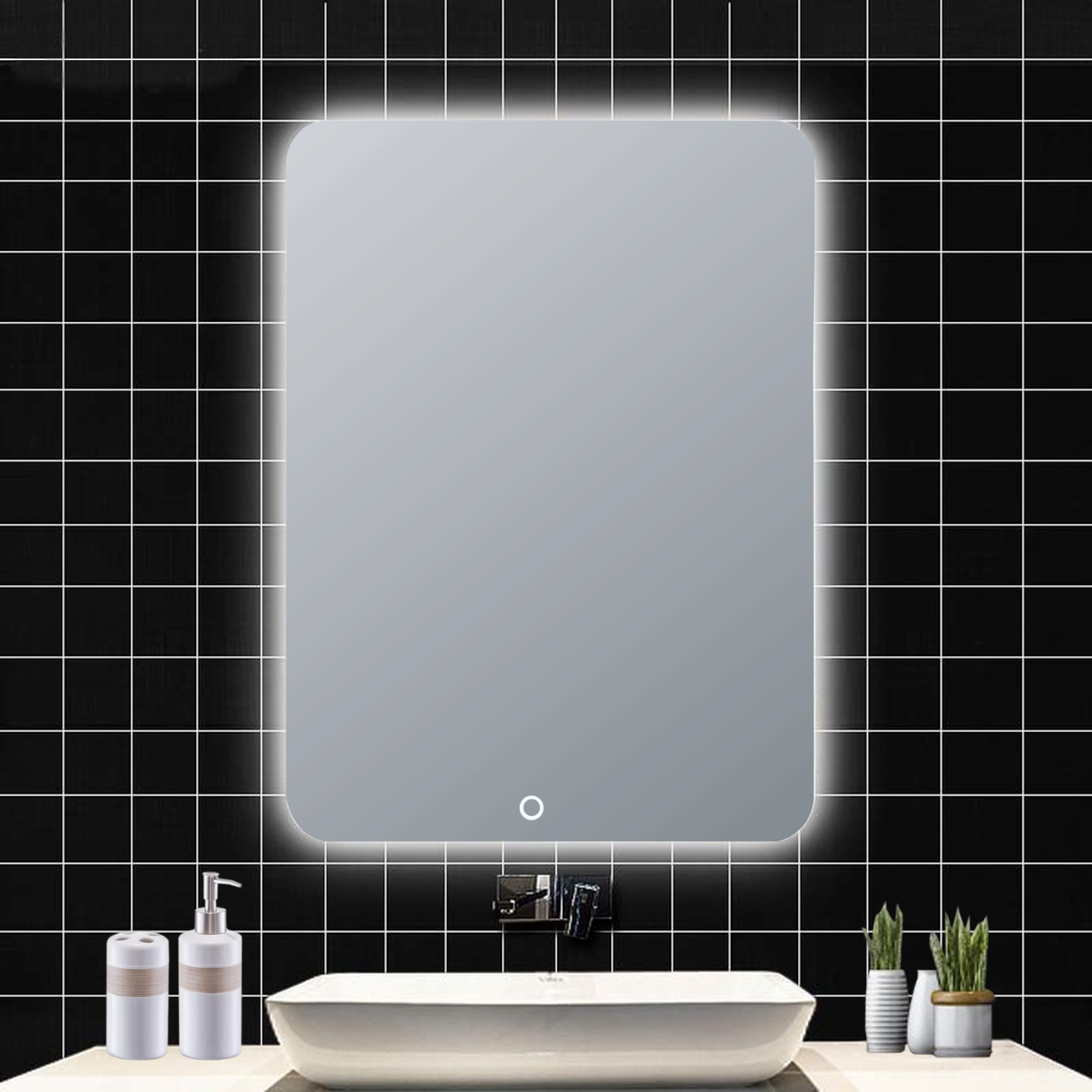 Espejo de baño con luz led ambiente elin con antivaho 50x60cm