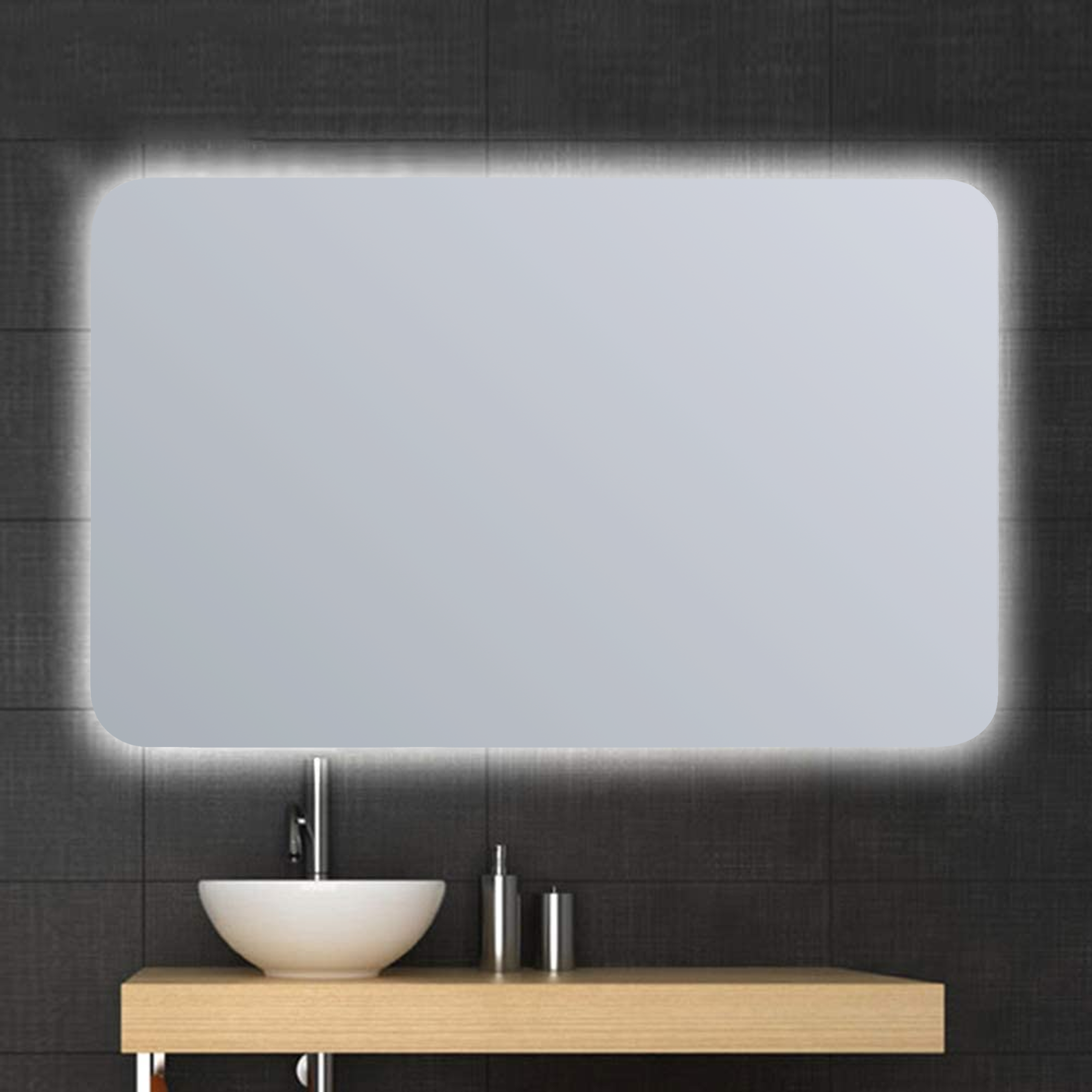 Espejo de baño con luz LED ambiente,  Elin gris/plata con antivaho 80x60cm - 3