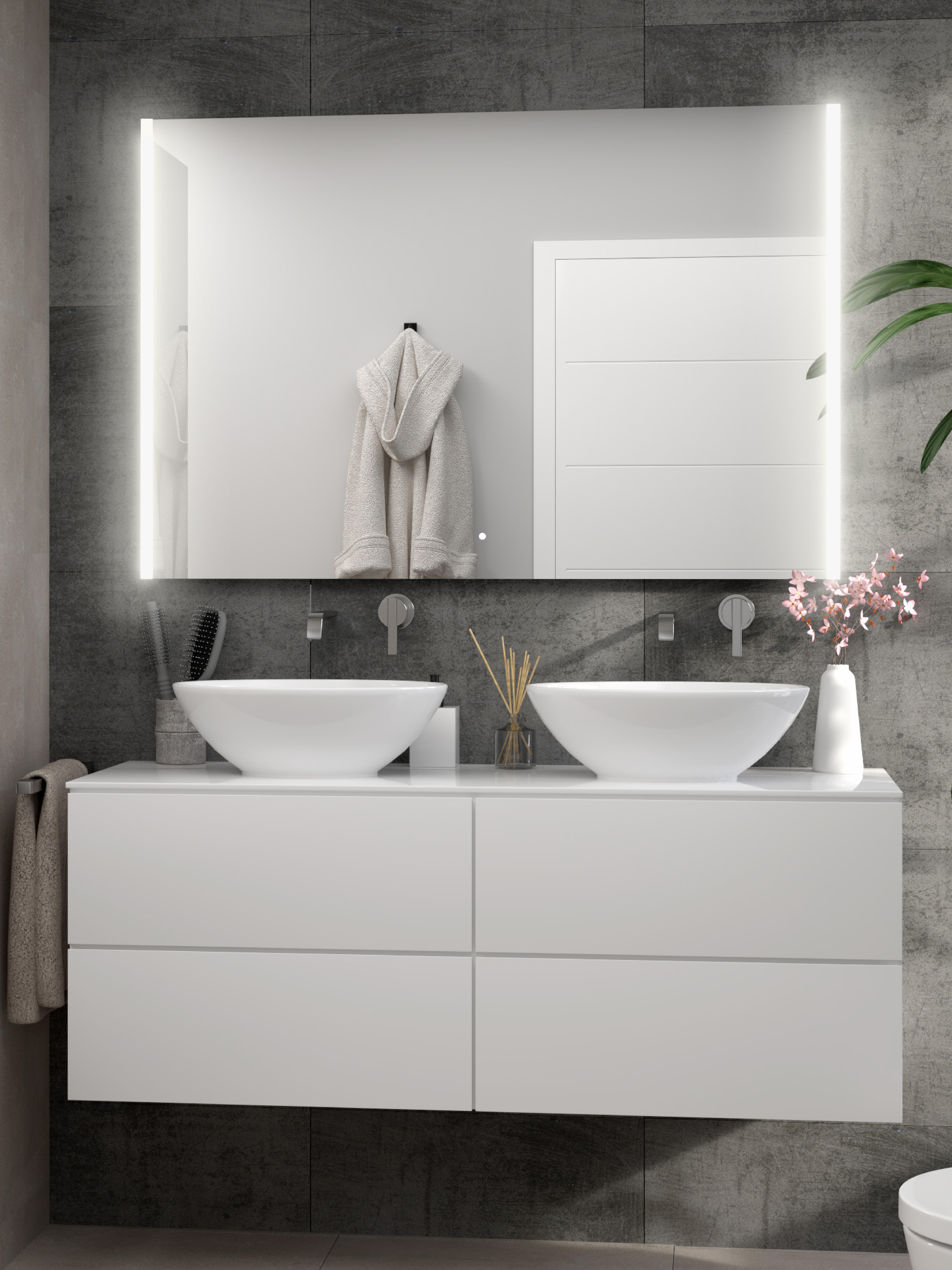 Espejo de baño con luz led , antivaho, táctil, bluetooth, 80x100 cm