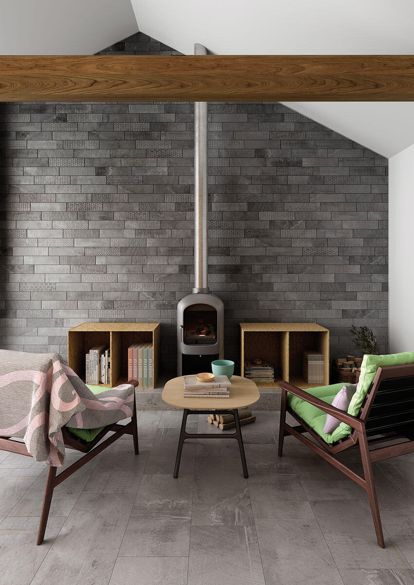 Suelo/azulejo cerámico brickbold efecto piedra gris 8x33.15 cm c1