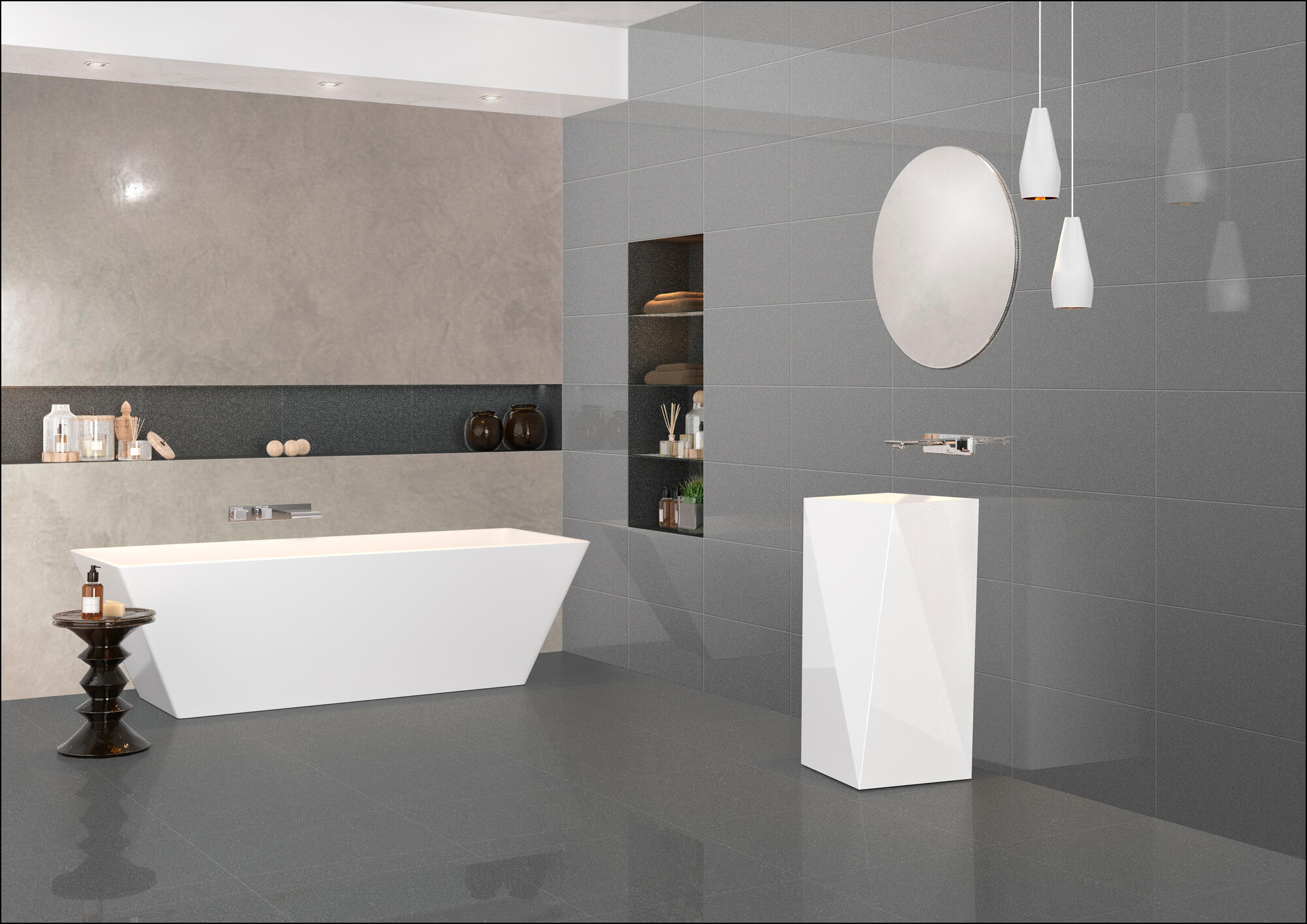 Suelo/azulejo porcelánico smart efecto metal grafito 60x60 cm c1