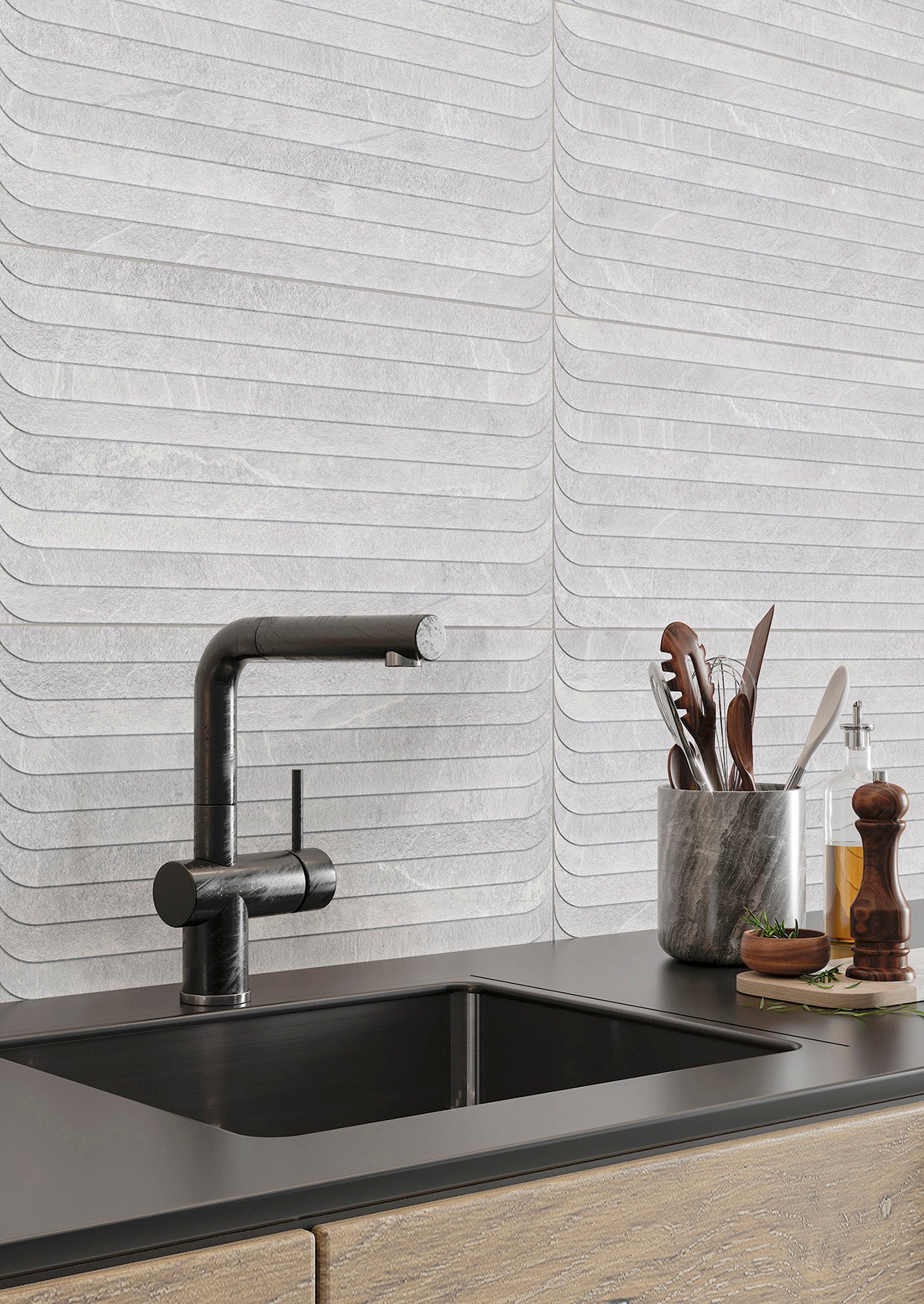 Azulejo porcelánico lavik efecto piedra, pizarra gris 45x90 cm