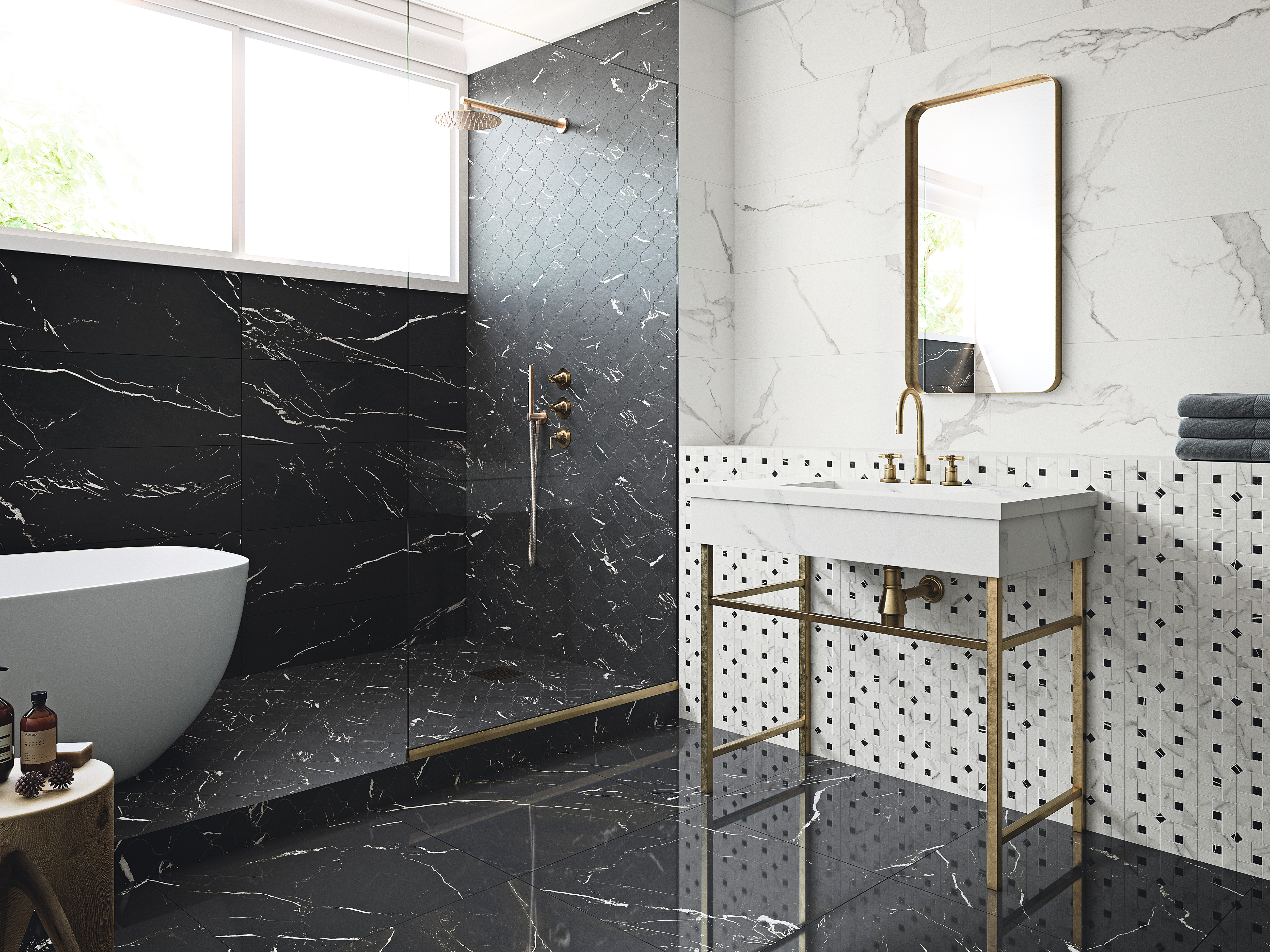 Suelo porcelánico rea efecto mármol negro 29.7x29.7 cm c1 grespania