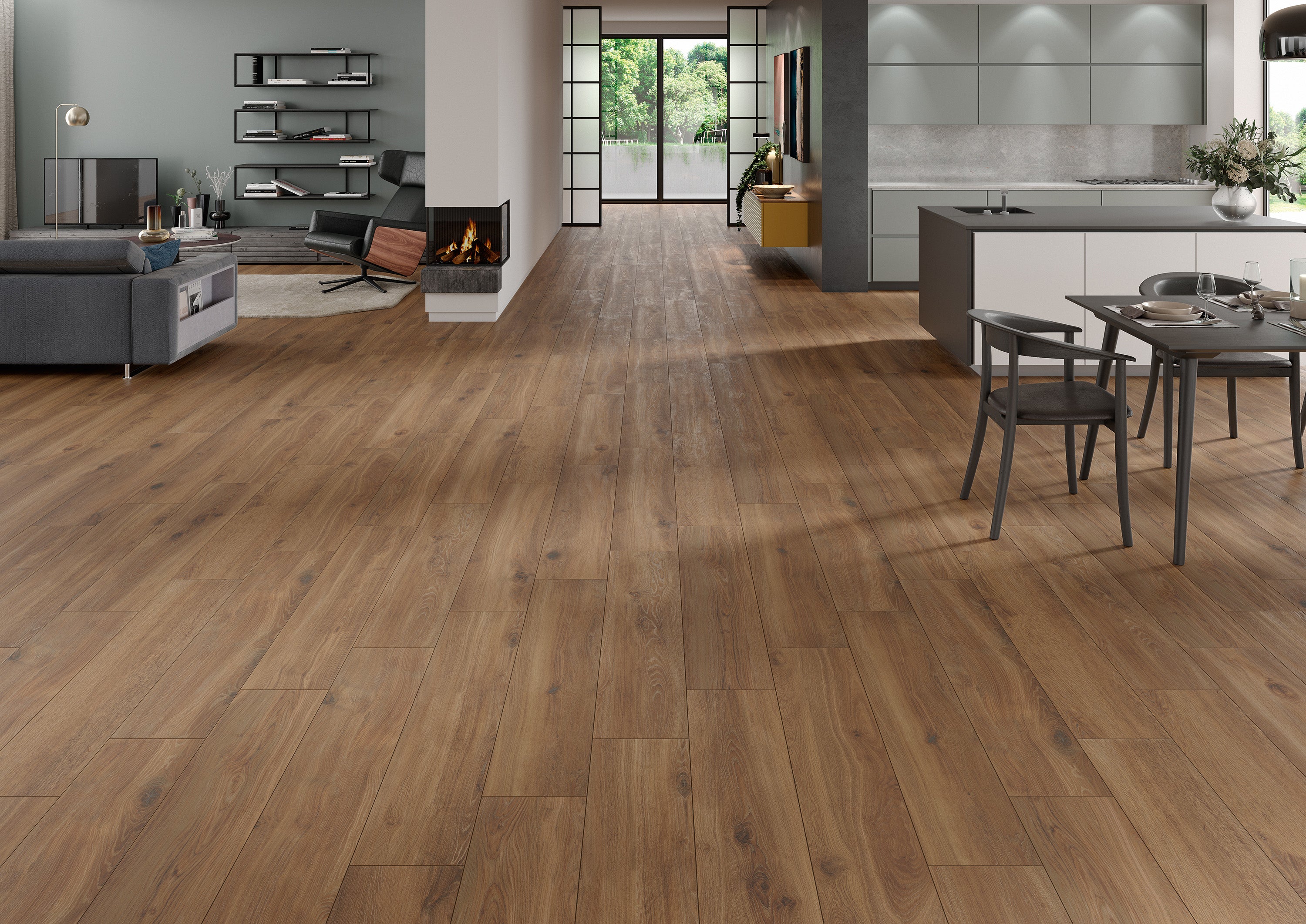 Suelo porcelánico volte efecto madera gris 23x120 cm c1