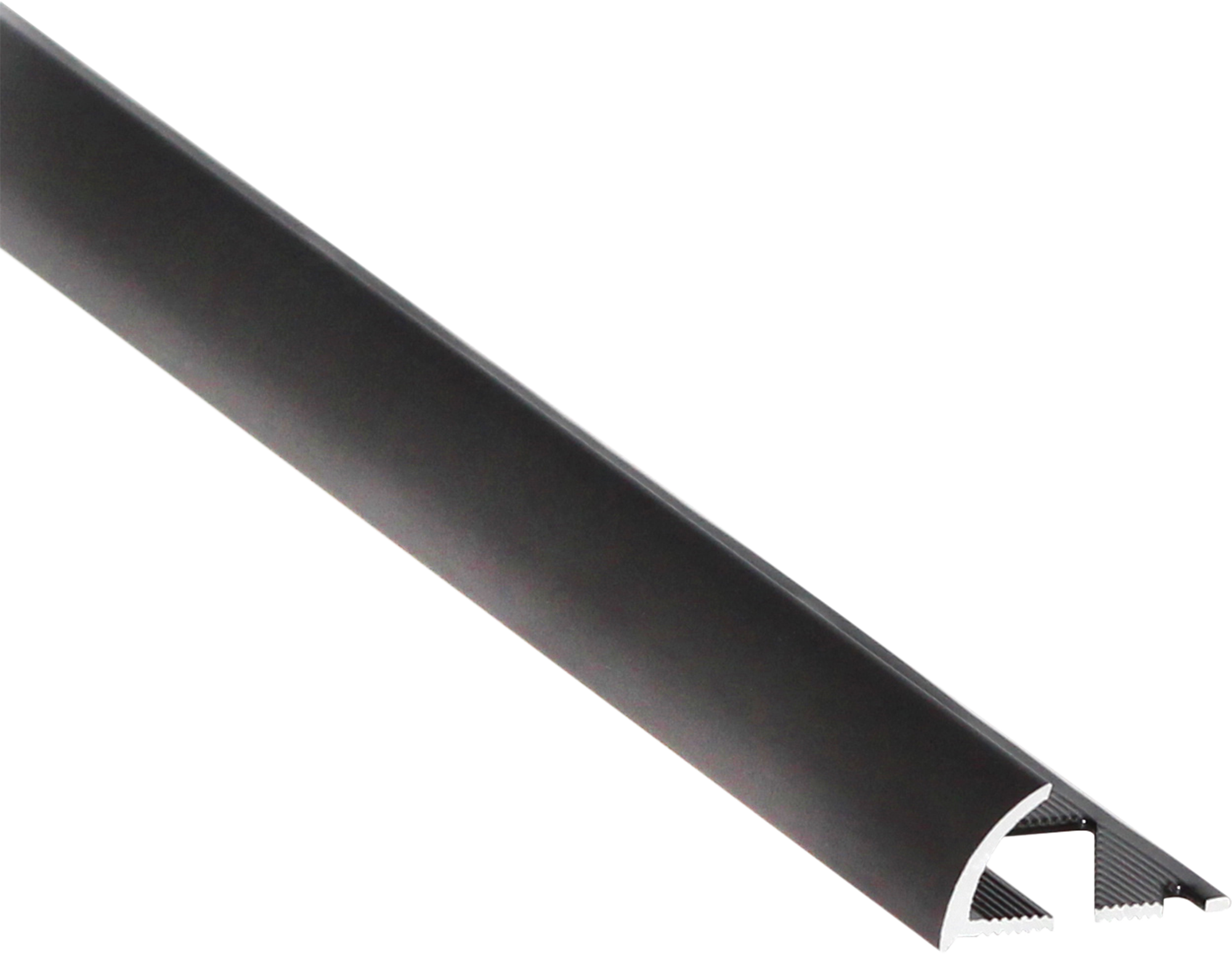 Perfil de esquina y borde externo curvo aluminio negro mate int/ext 2.5m x1.2cm