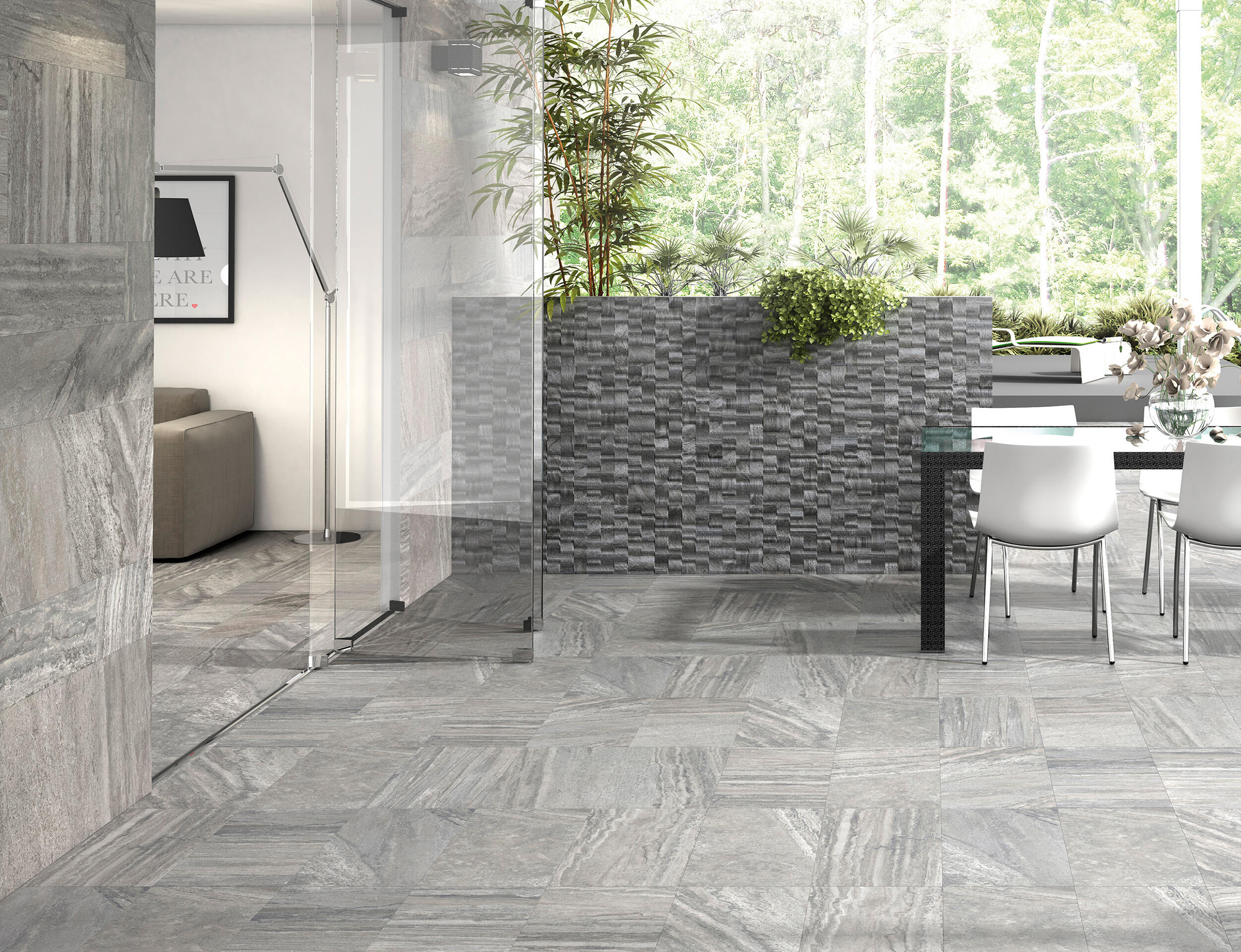 Suelo porcelánico portman efecto piedra gris 32x62.5 cm c3