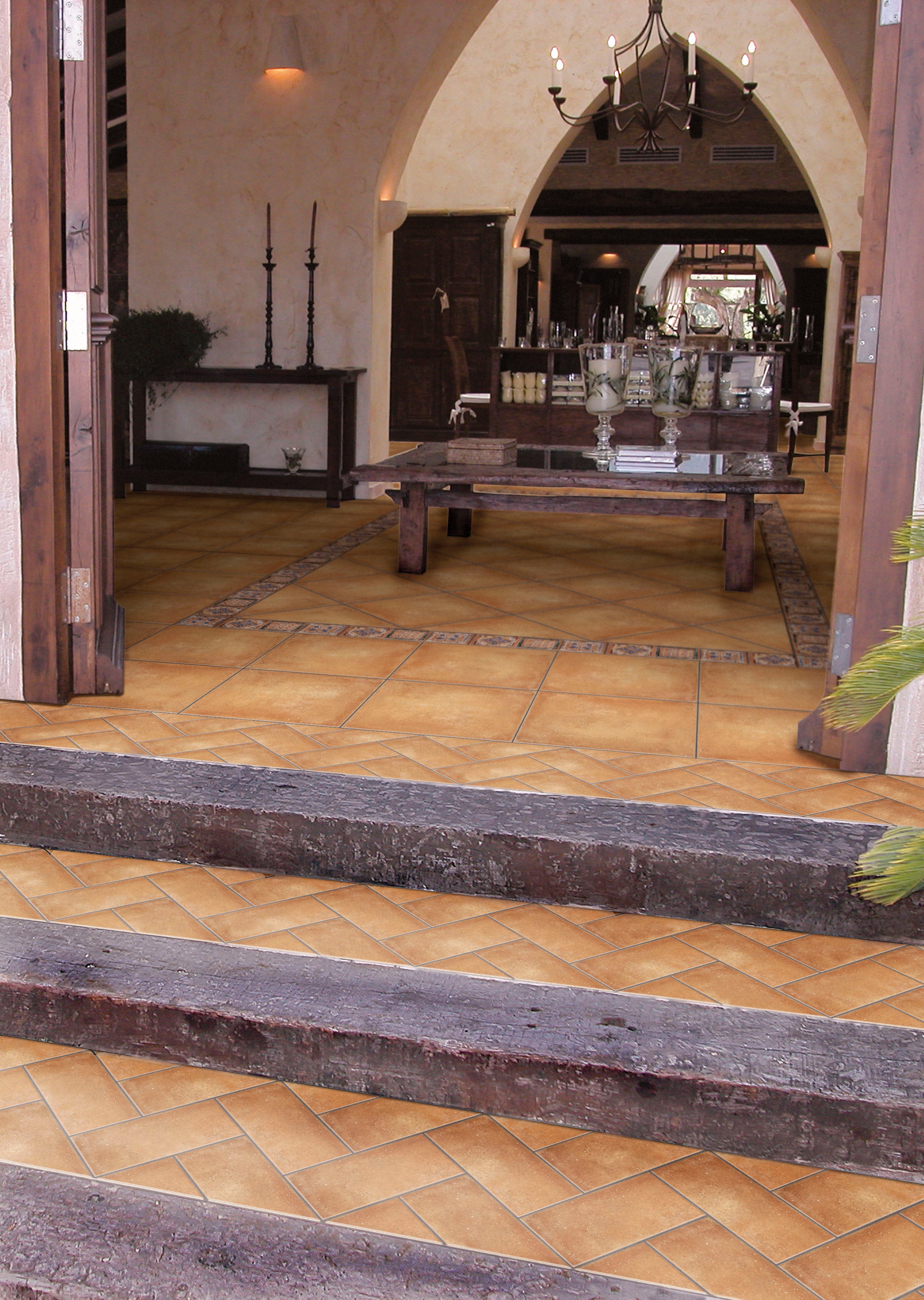 Suelo/azulejo cerámico colonial efecto terracota multicolor 14x14 cm c1