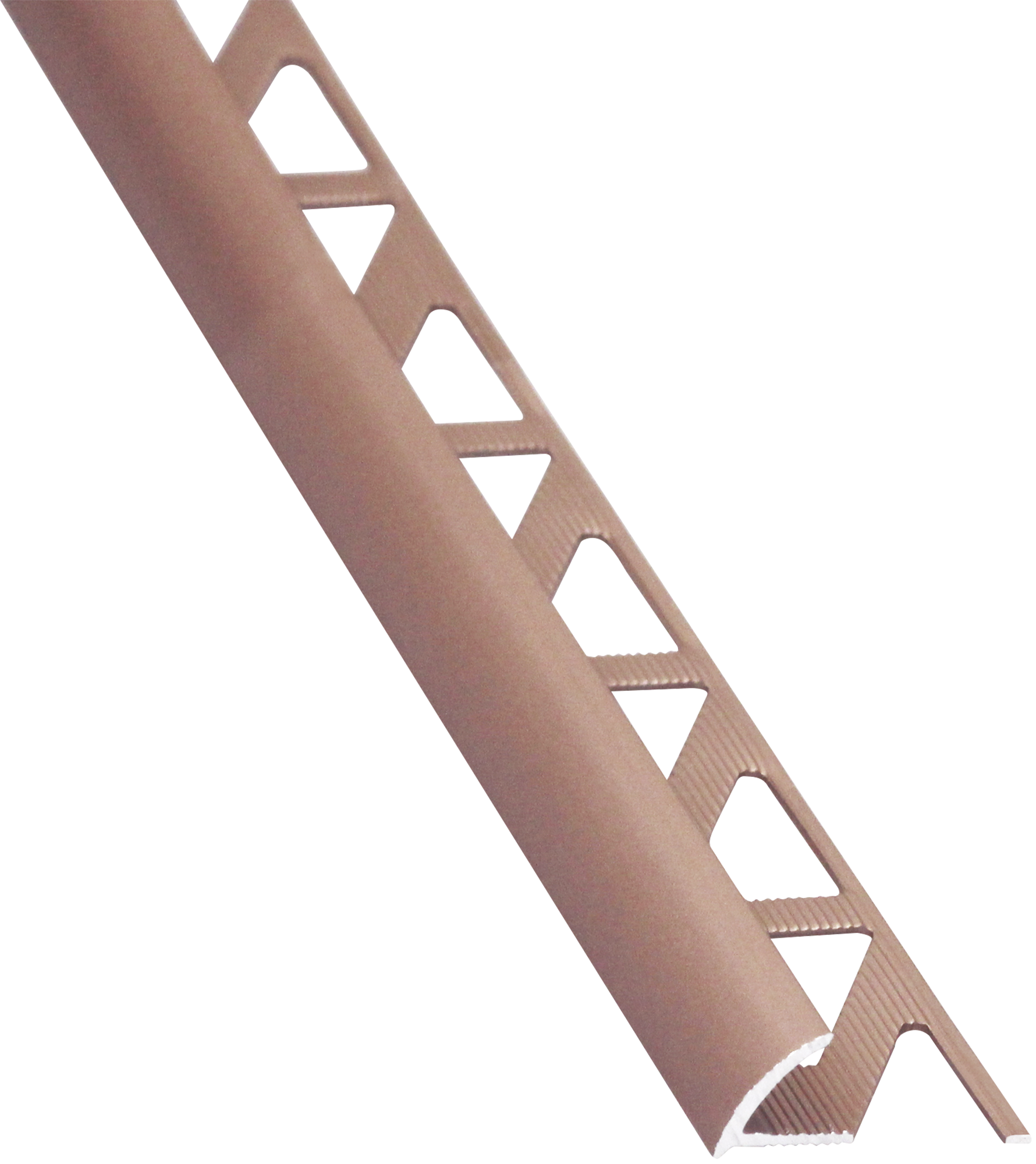 Perfil de esquina y borde externo curvo aluminio cobre mate int/ext 2.5m x1.2cm