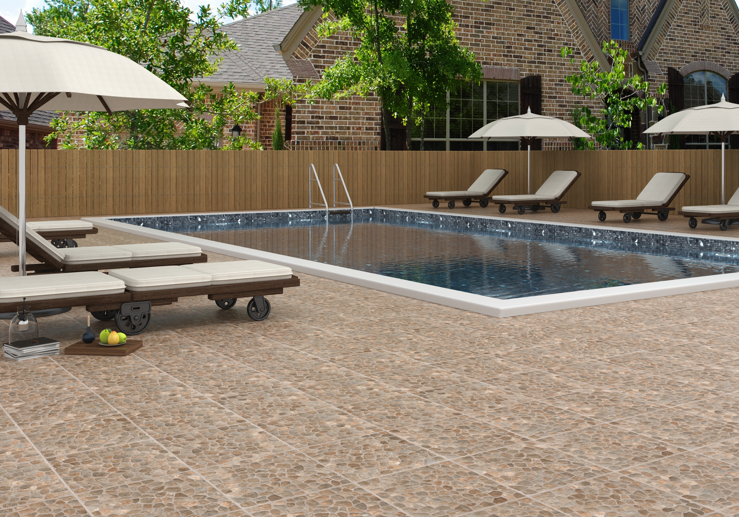 Suelo porcelánico quechua efecto piedra beige 45x45 cm c3