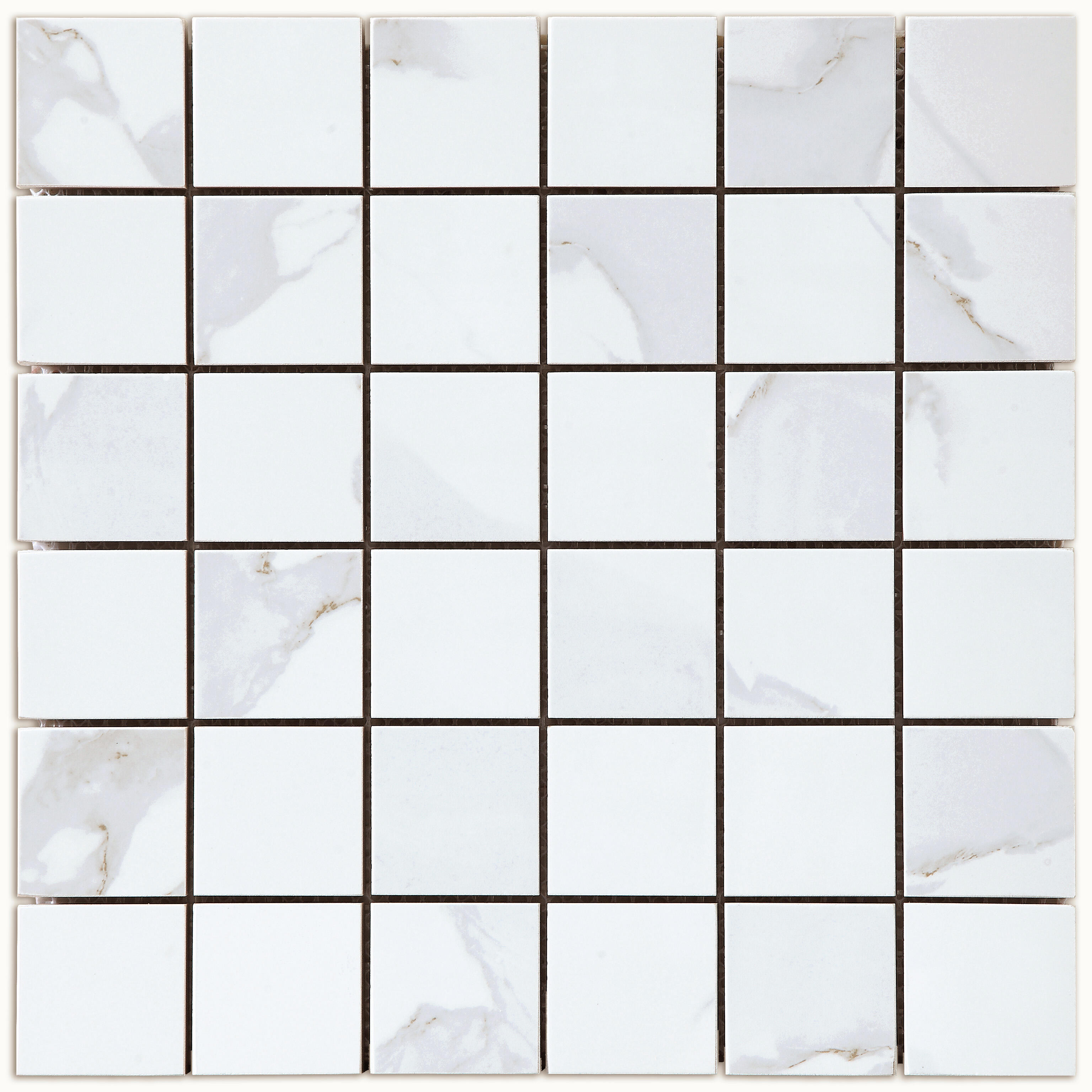 Azulejo mosaico gres porcelánico domus efecto mármol blanco 29.8x29.8 cm