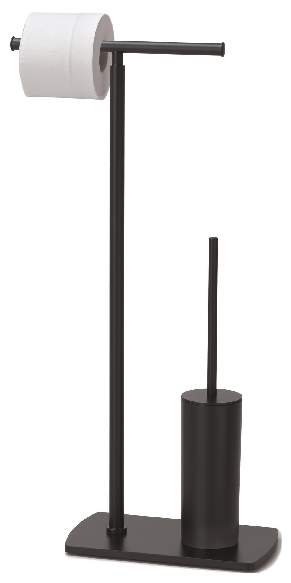 Portarrrollo de papel higiéncio de pie con escobillero florida negro