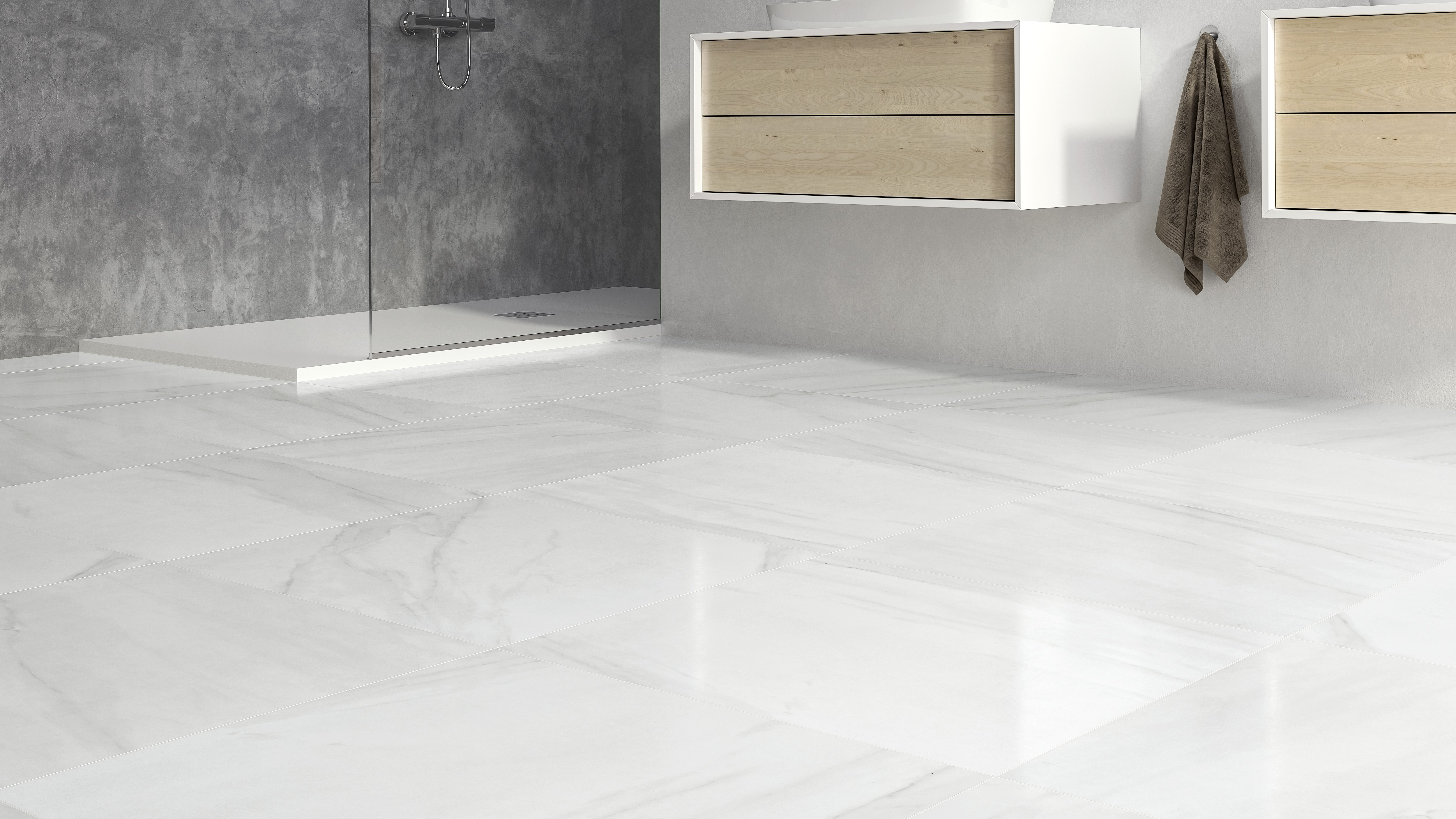 Piastrella da pavimento e rivestimento interno in gres porcellanato 60 x 60 cm rettificato smaltato bianco lucido Marmi R9 traffico intenso (pei 4/5) Sp. 9.5 mm 1.08 mq - 5