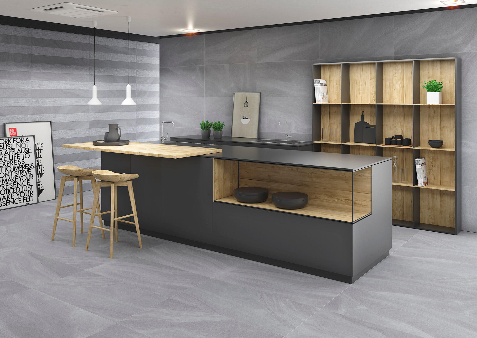 Azulejo porcelánico austral efecto piedra gris 45x90 cm