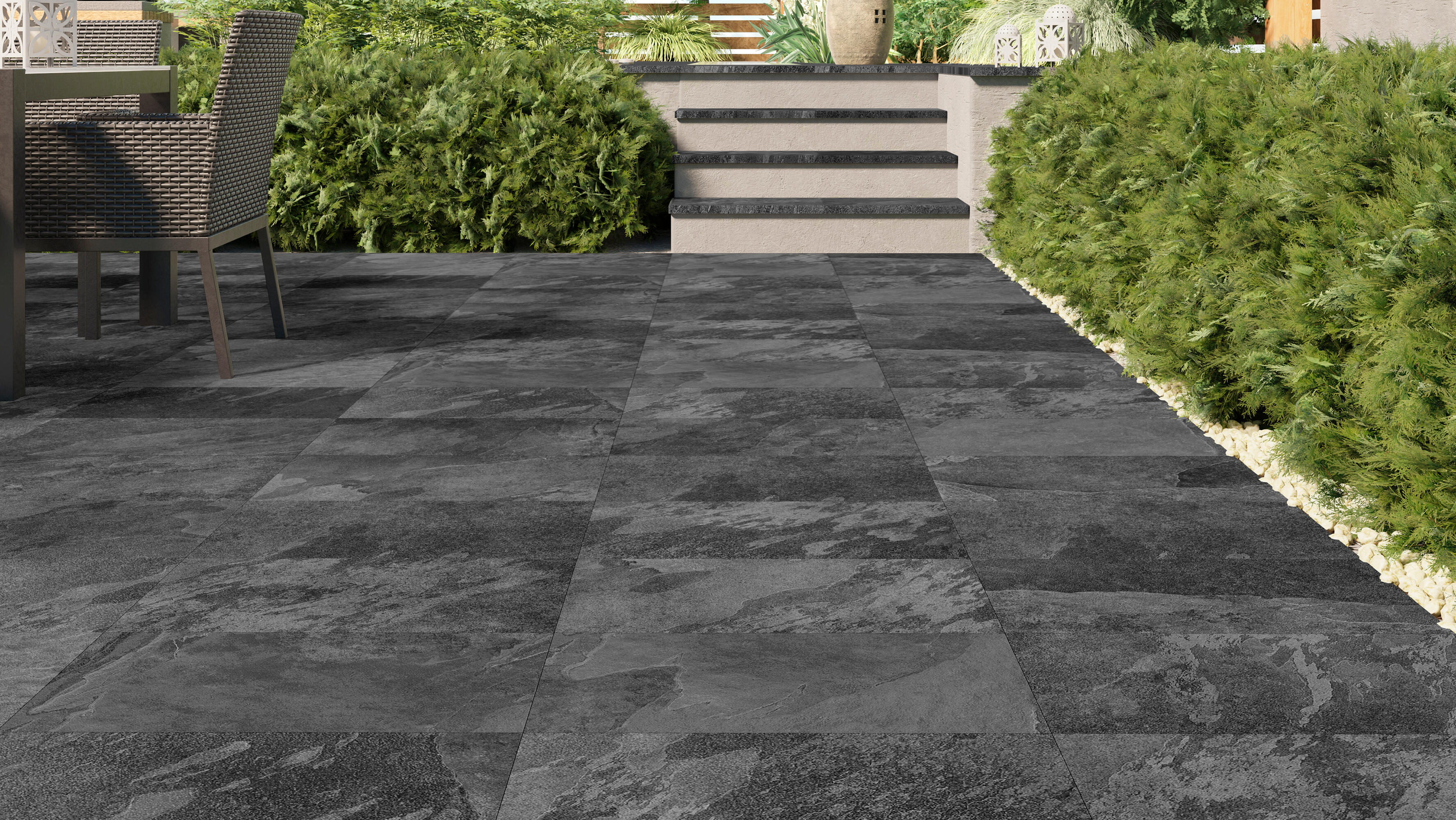 Suelo/azulejo porcelánico axis efecto piedra black 31.6x60.8 cm c3