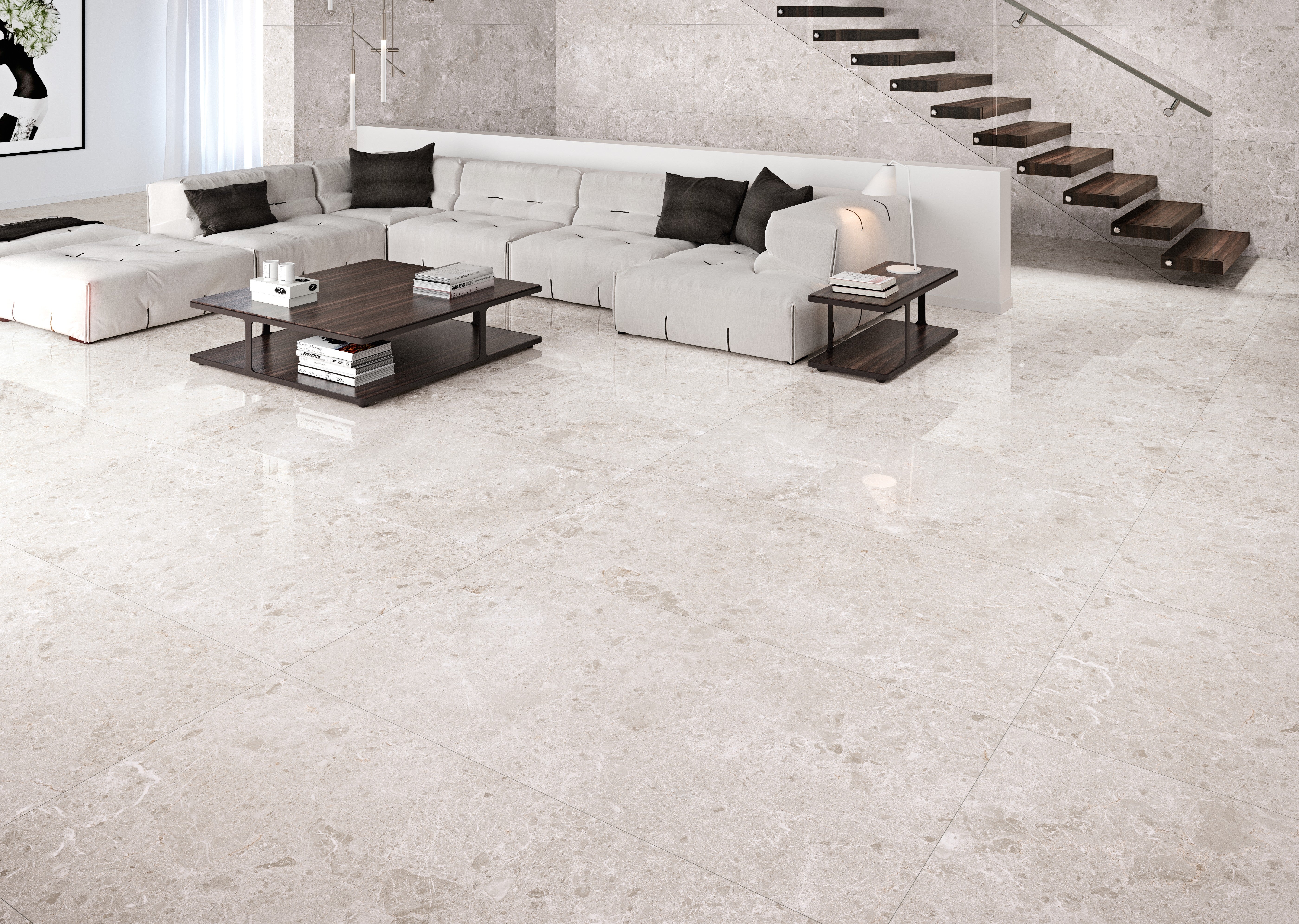 Suelo porcelánico artic efecto mármol blanco 60x120 cm c1 grespania