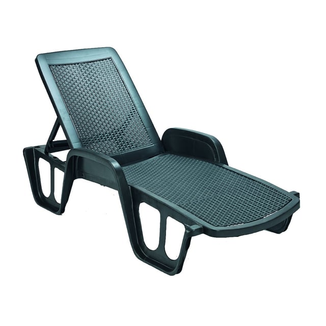 Lettino senza cuscino Pool in polipropilene grigio e seduta grigio