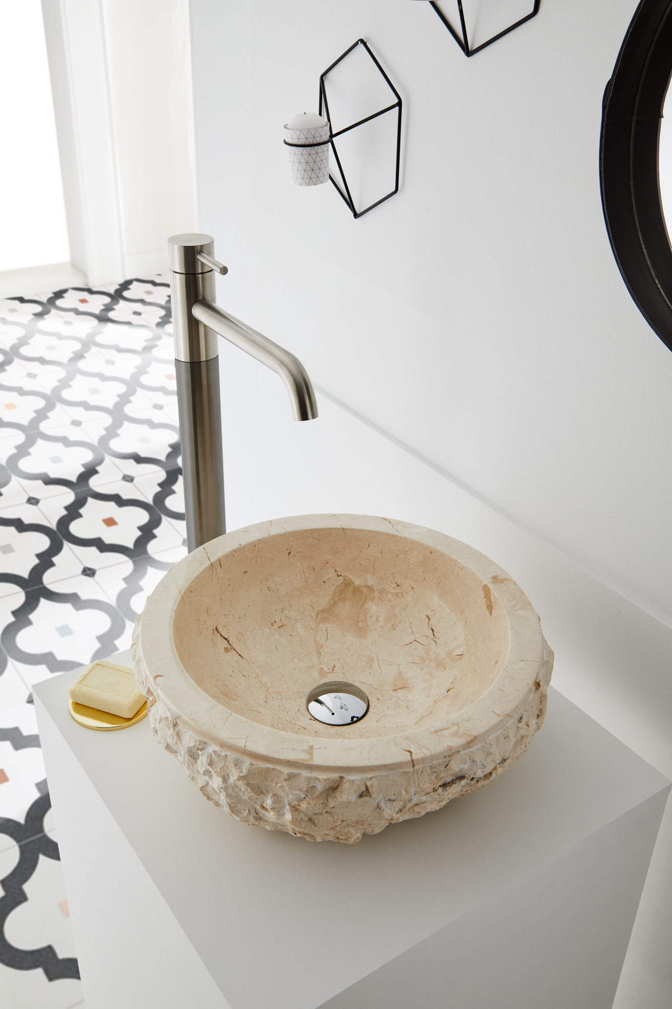 Lavatório de pousar 40 cm bege pedra Aruba - 13