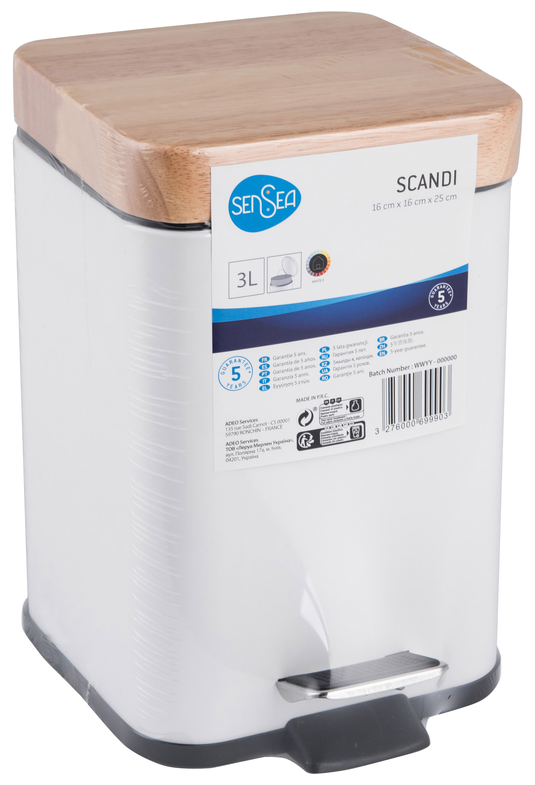 Balde do lixo SENSEA SCANDI 3L BRANCO MATE - 9