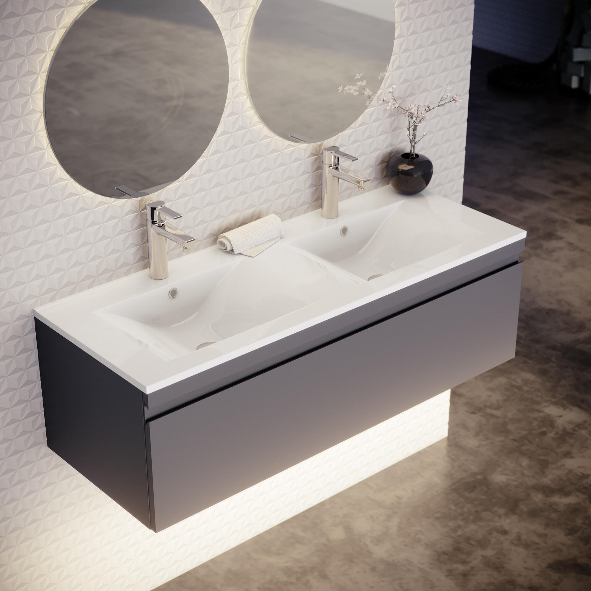 Lavatório de encastrar 121x18x46 cm branco Basins Max - 4