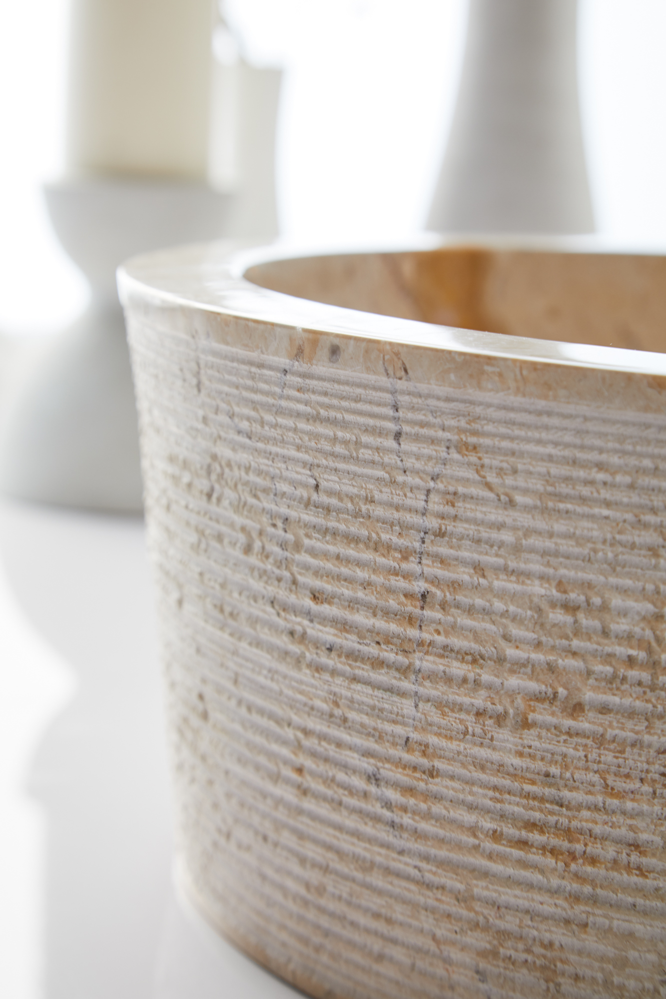 Lavatório de pousar 40 cm bege pedra Bahia - 6