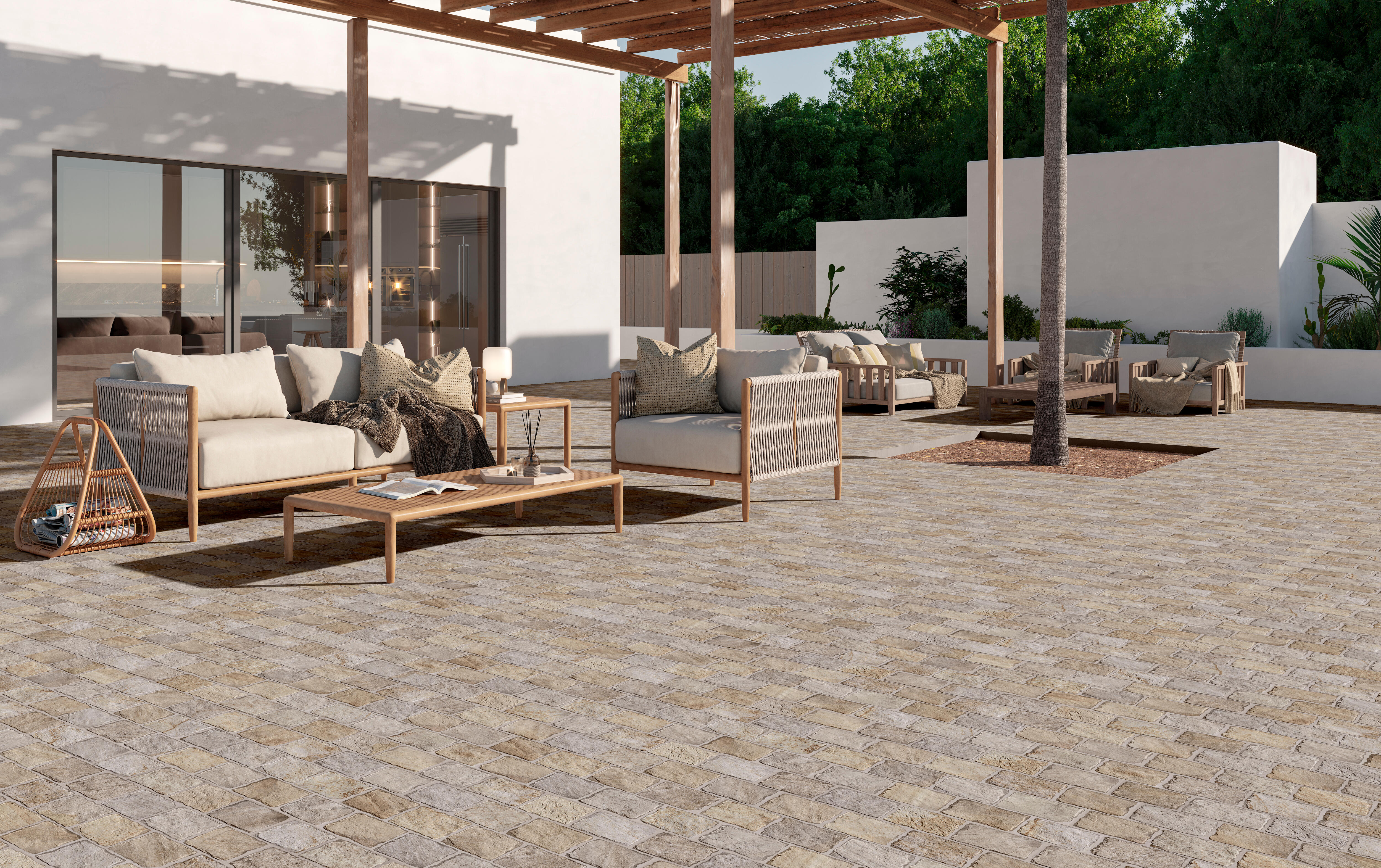 Suelo/azulejo porcelánico filita efecto piedra cobblestone 44x66 cm