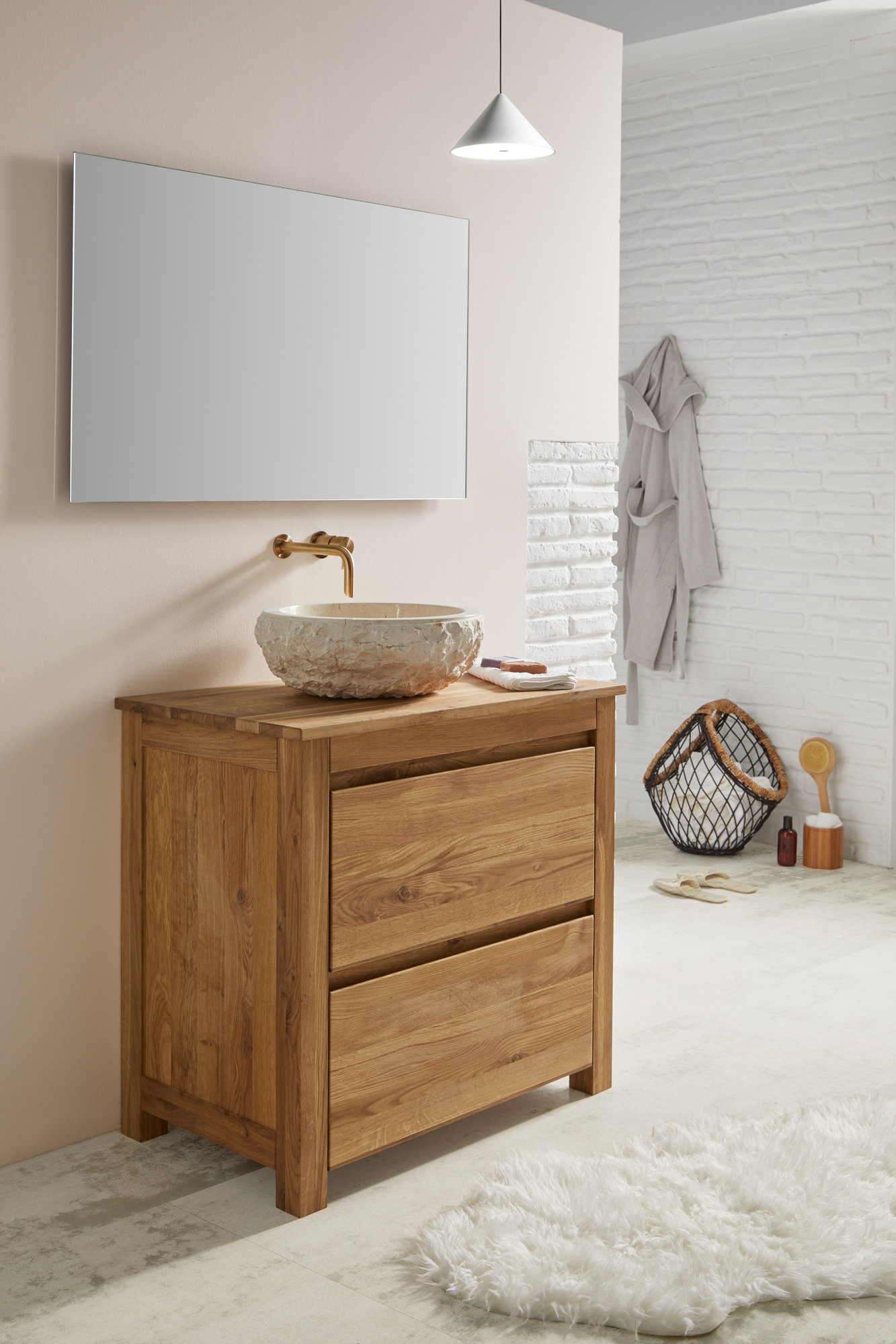 Lavatório de pousar 40 cm bege pedra Aruba - 11