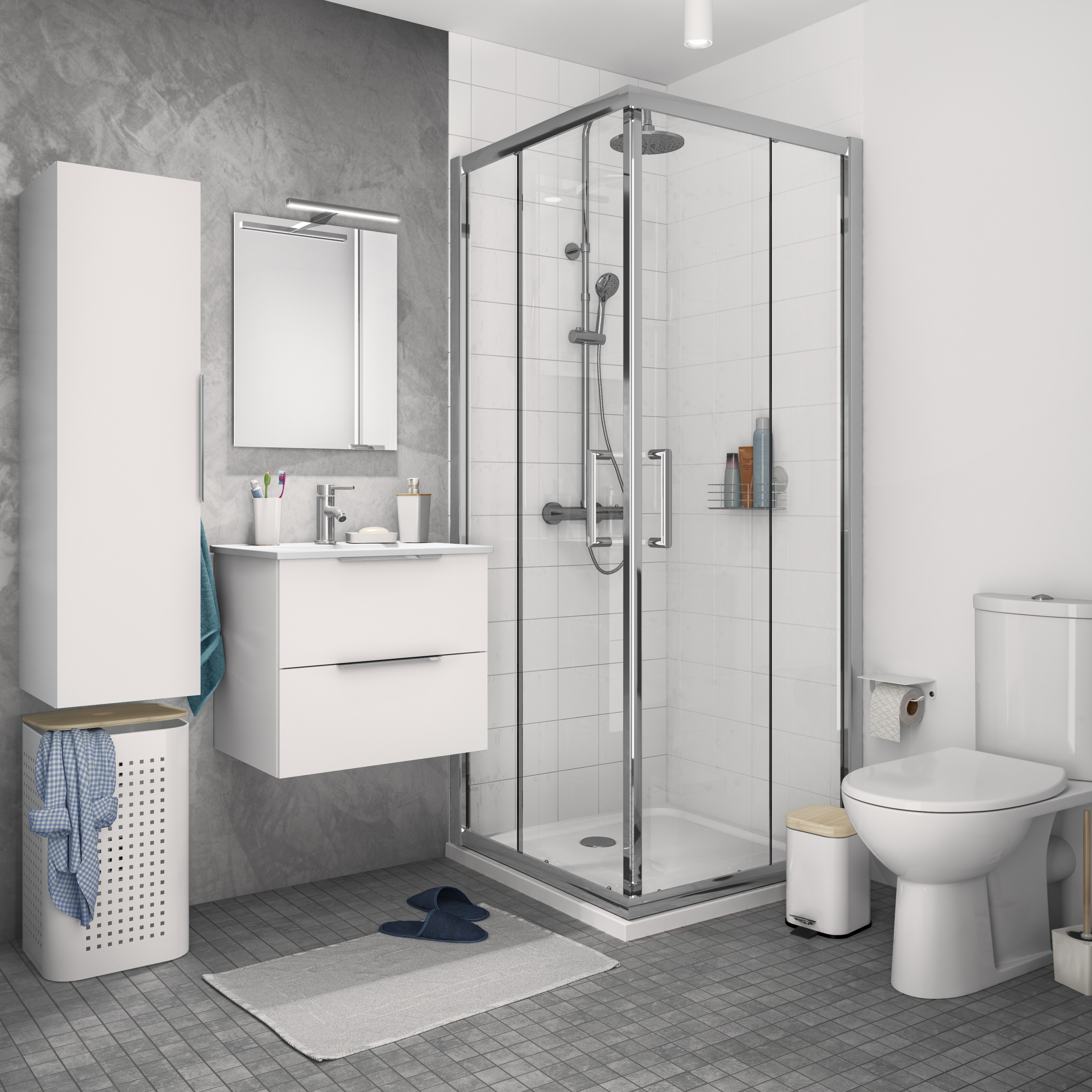 Lavabo a incasso rettangolare vasca centrale Essential L 81 x H 16 x P 46 cm in ceramica bianco lucido - 4