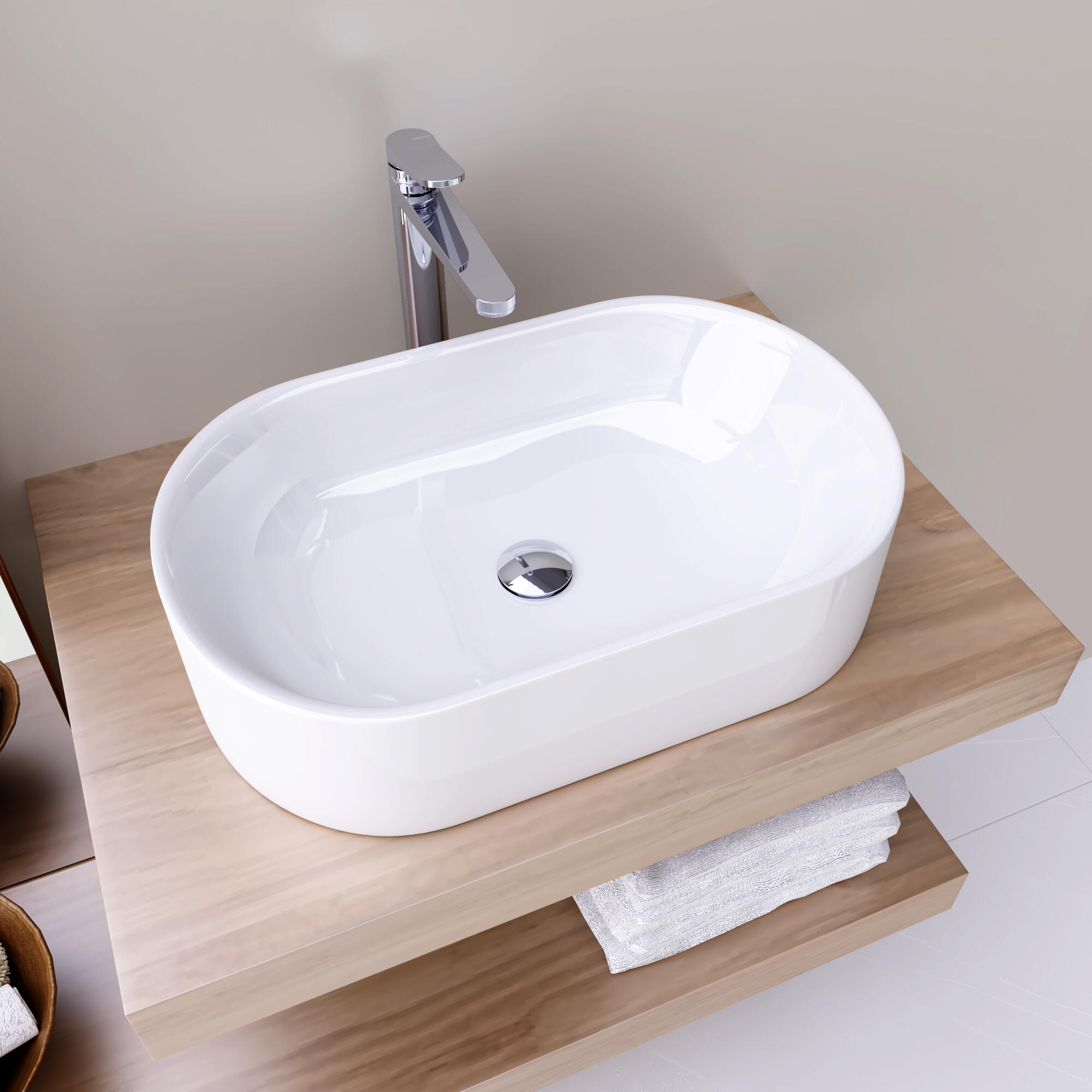 Lavabo de sobreponer Verona  brillante 55x14x12 cm - 4