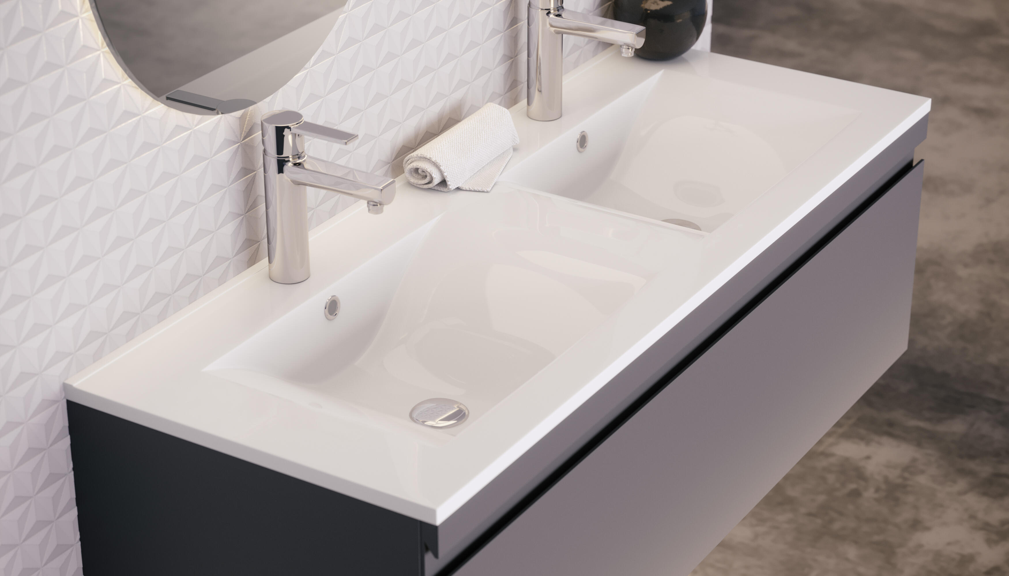 Lavatório de encastrar 121x18x46 cm branco Basins Max - 3
