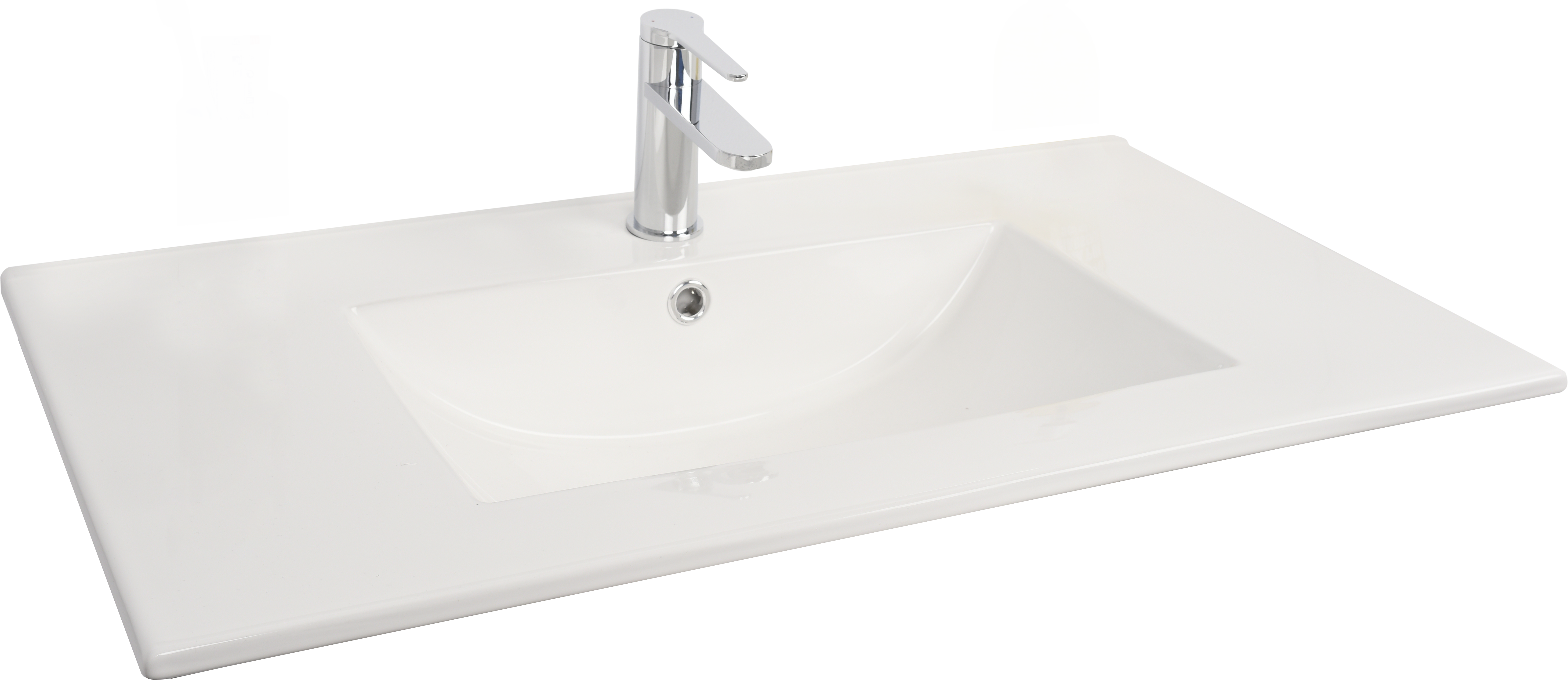 Lavabo a incasso rettangolare vasca centrale Essential L 81 x H 16 x P 46 cm in ceramica bianco lucido - 12