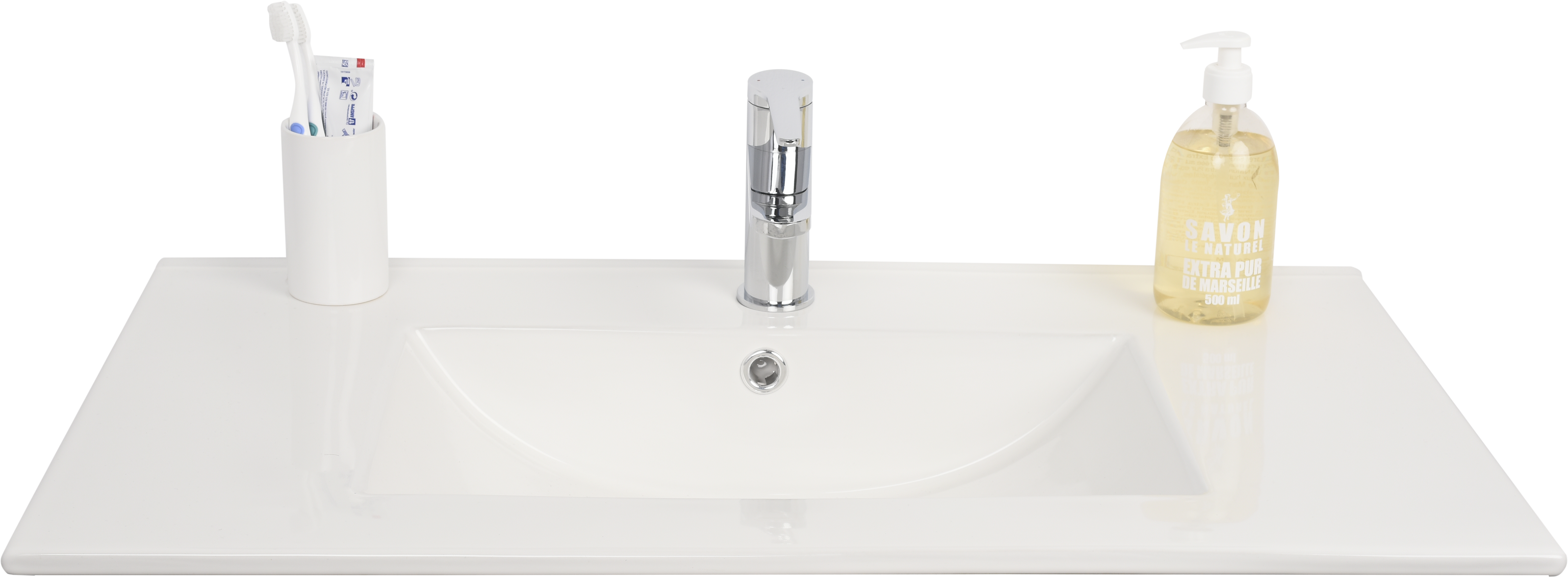 Lavabo a incasso rettangolare vasca centrale Essential L 81 x H 16 x P 46 cm in ceramica bianco lucido - 14