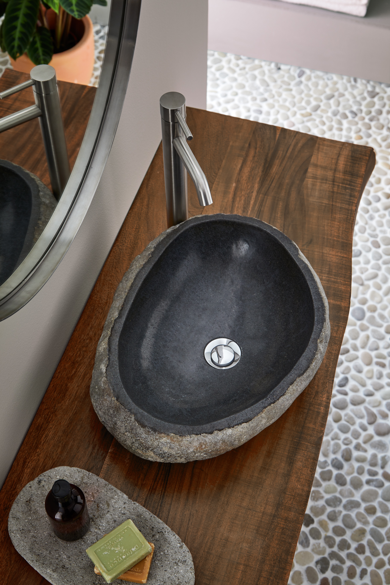 Lavatório de pousar 40x45 cm pedra Rock - 22