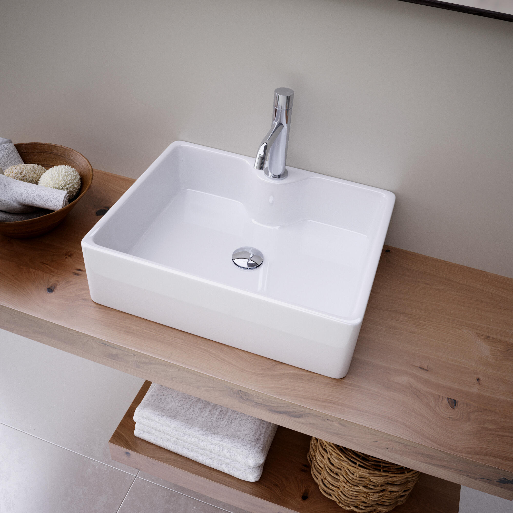 Lavatório de pousar KEZA PORCELANA 48X38X11,2CM - 4