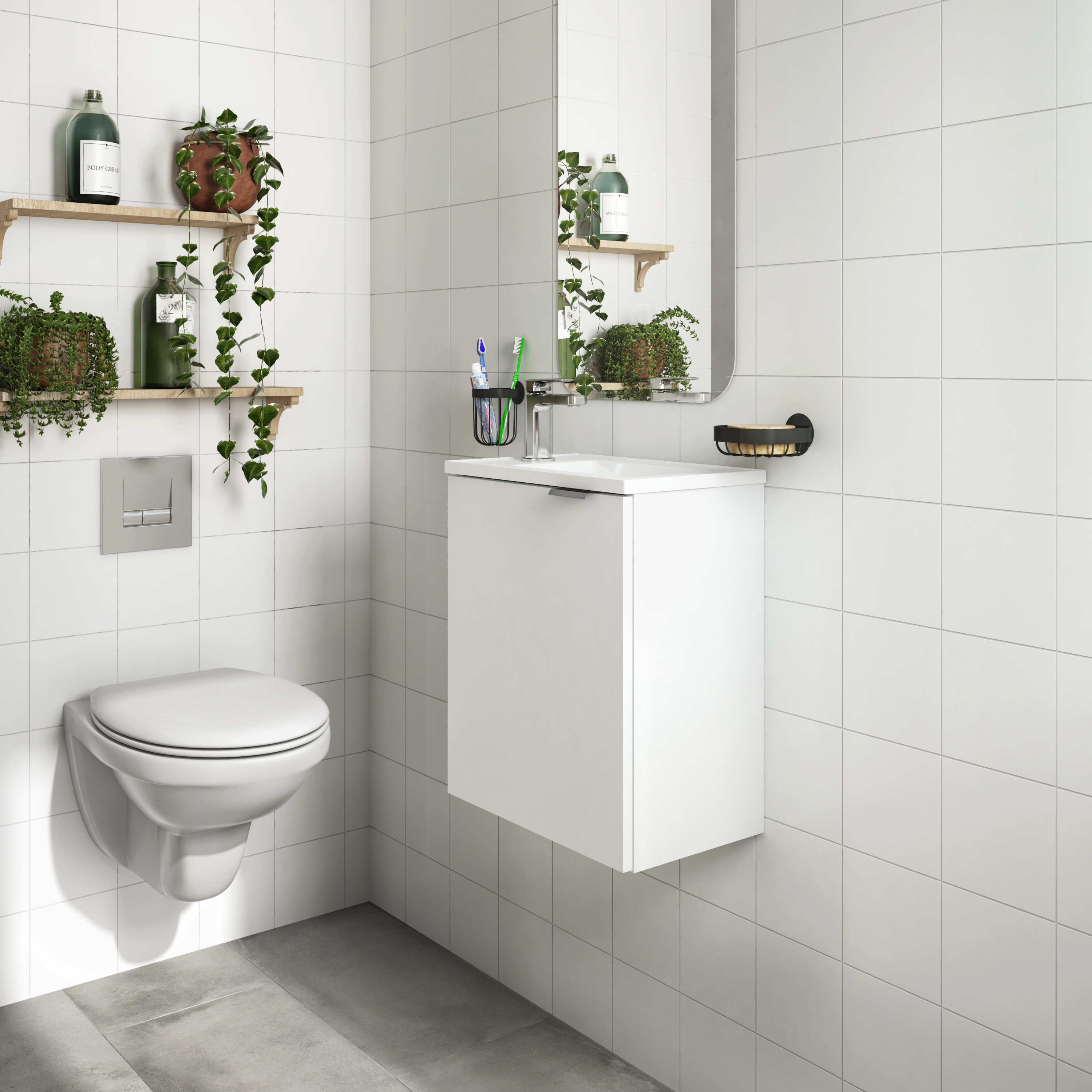 Mueble de baño con lavabo essential blanco brillante 40x26 cm