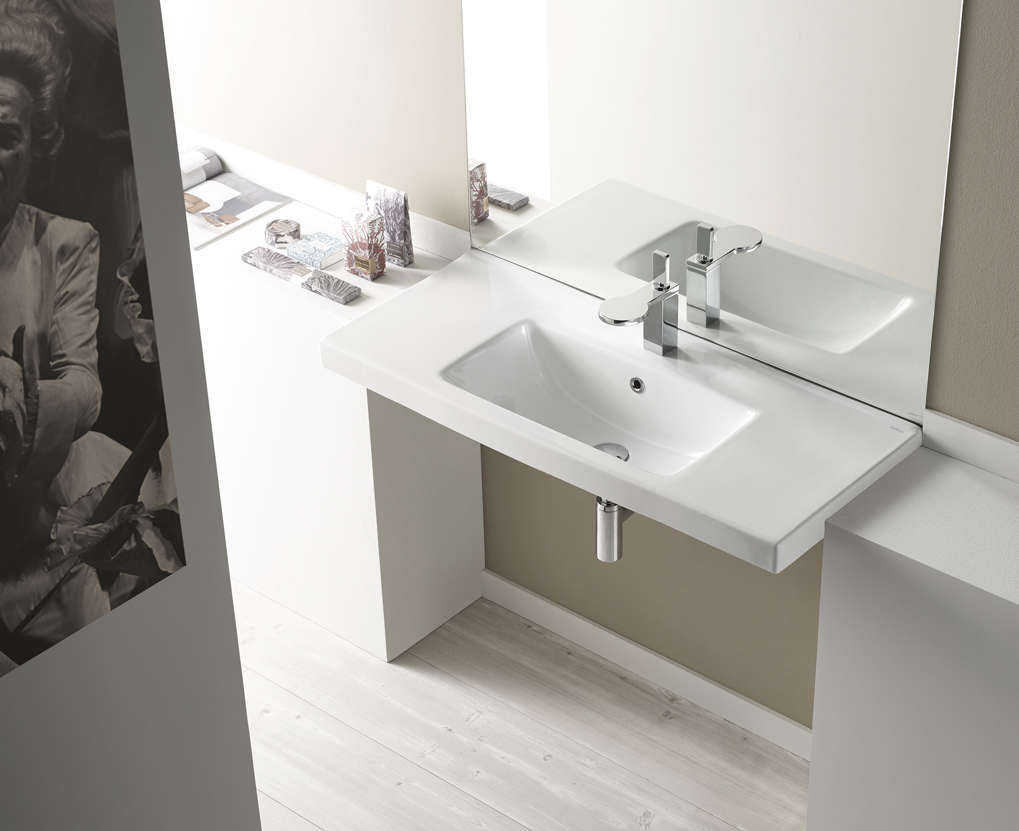 Lavabo suspendido praga blanco brillante 103x21x43 cm