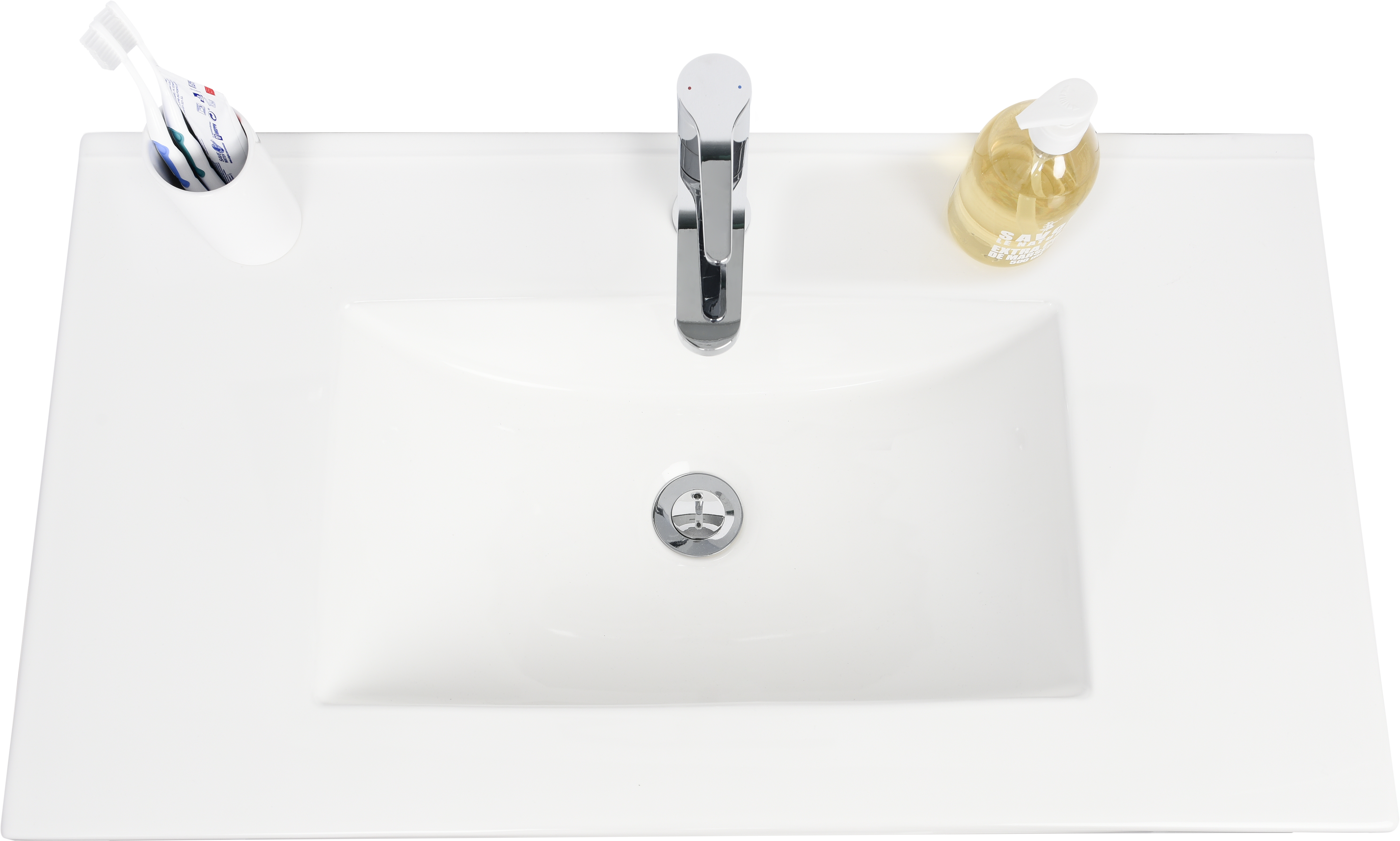 Lavabo a incasso rettangolare vasca centrale Essential L 81 x H 16 x P 46 cm in ceramica bianco lucido - 11