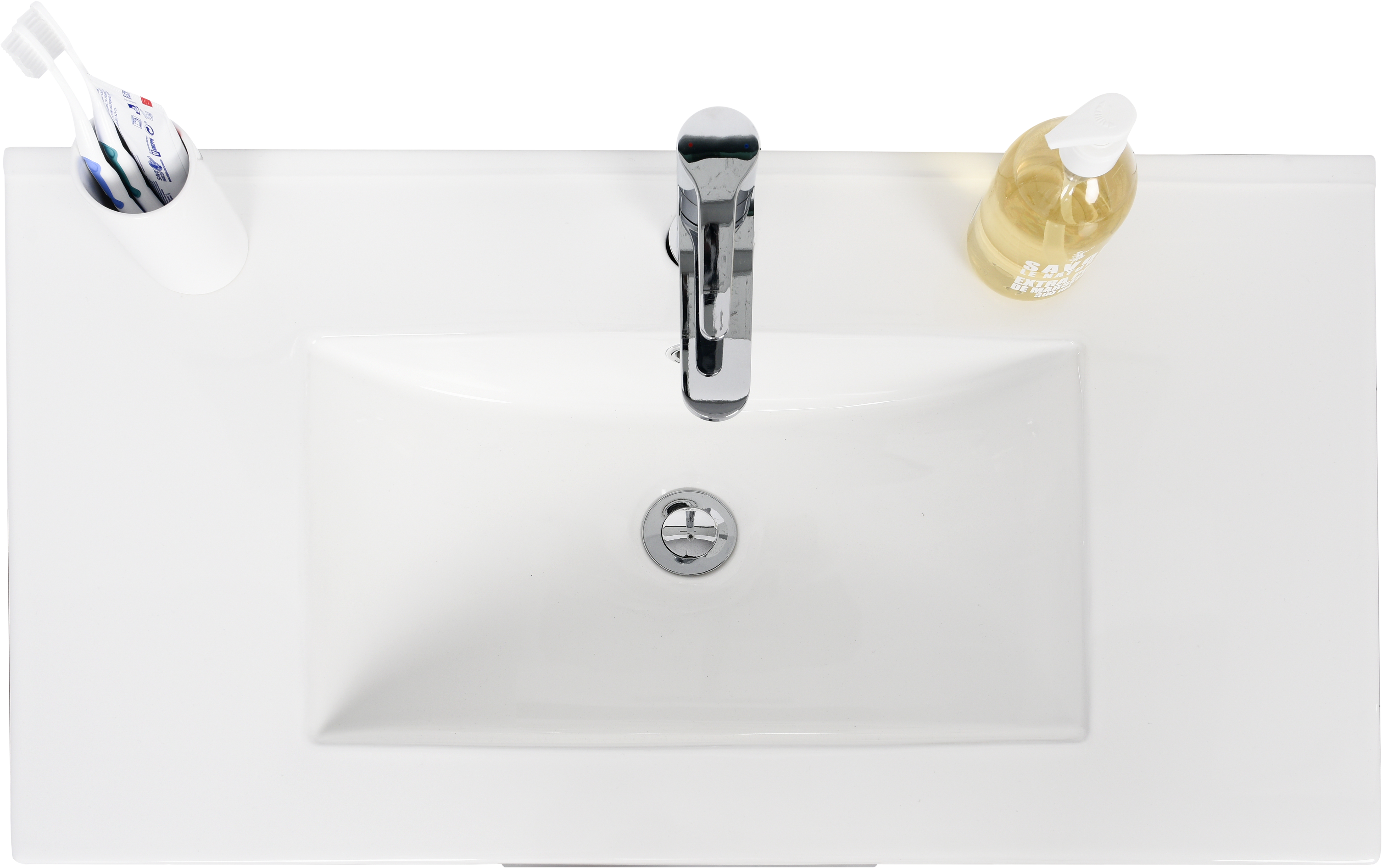 Lavabo a incasso rettangolare vasca centrale Essential L 81 x H 16 x P 46 cm in ceramica bianco lucido - 7
