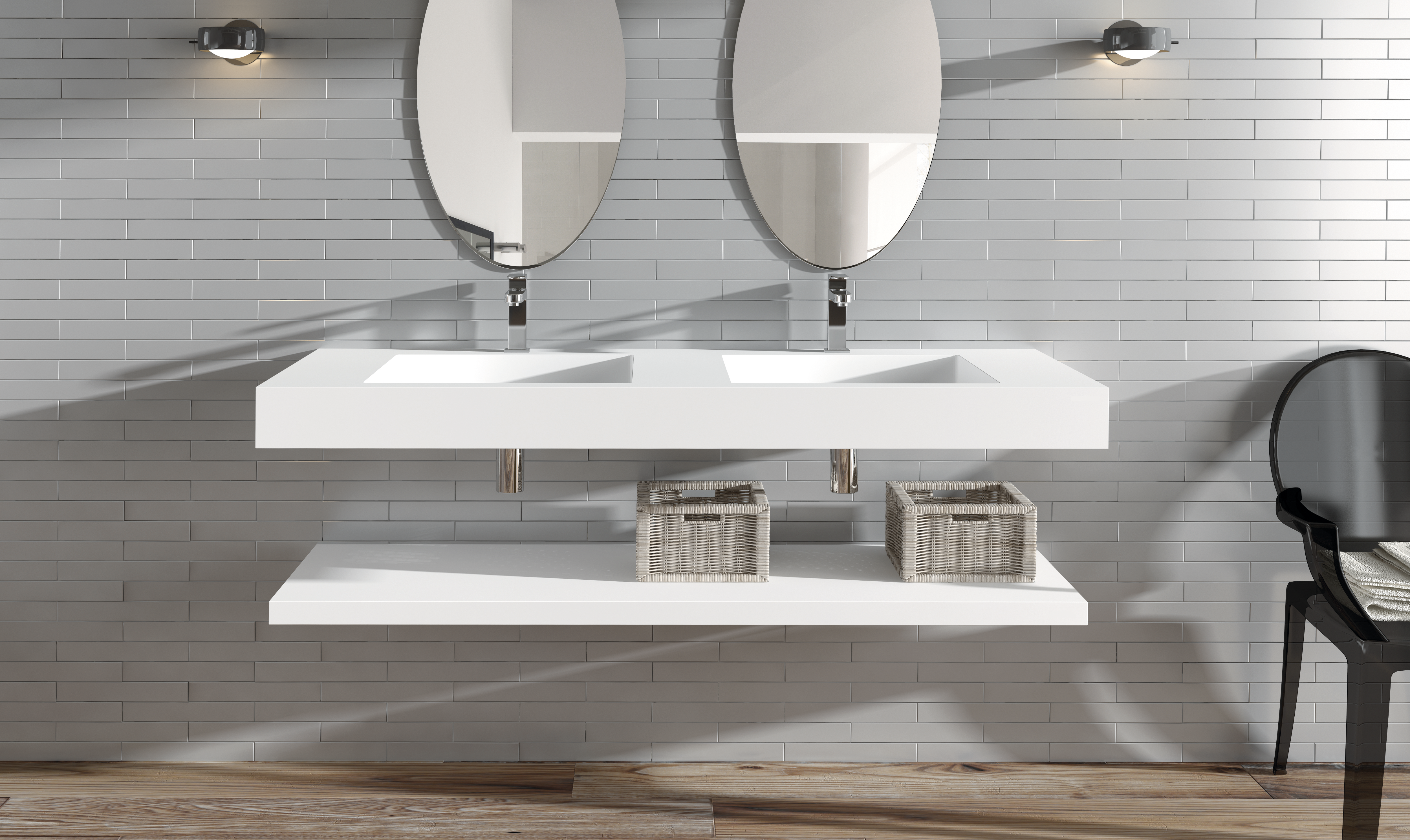 Estante para el baño de blanco slim iceberg 4x46x4cm