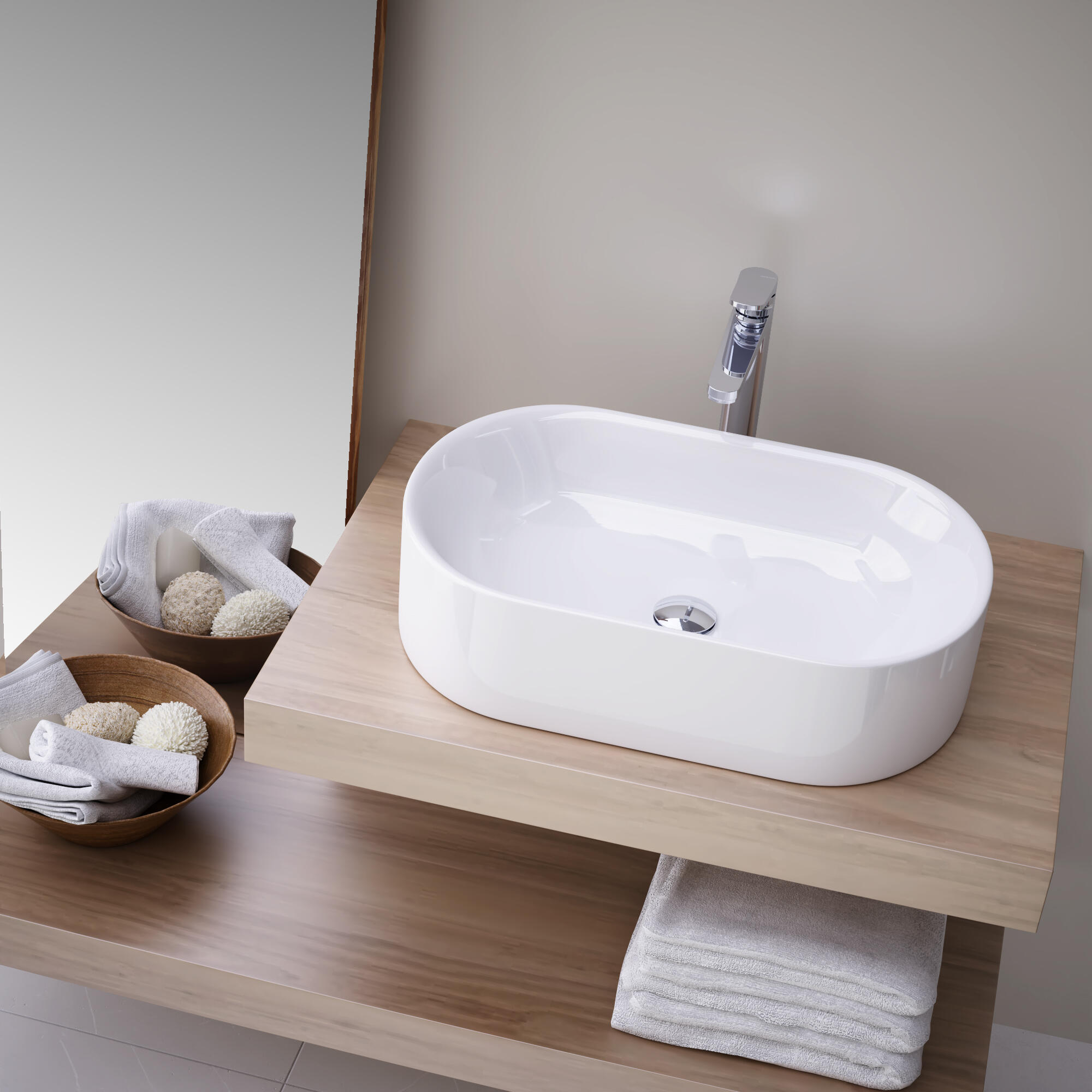 Lavabo de sobreponer Verona  brillante 55x14x12 cm - 3
