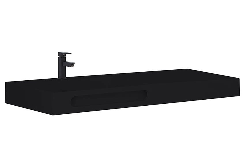 Lavabo suspendido zeus negro 141x12x46 cm