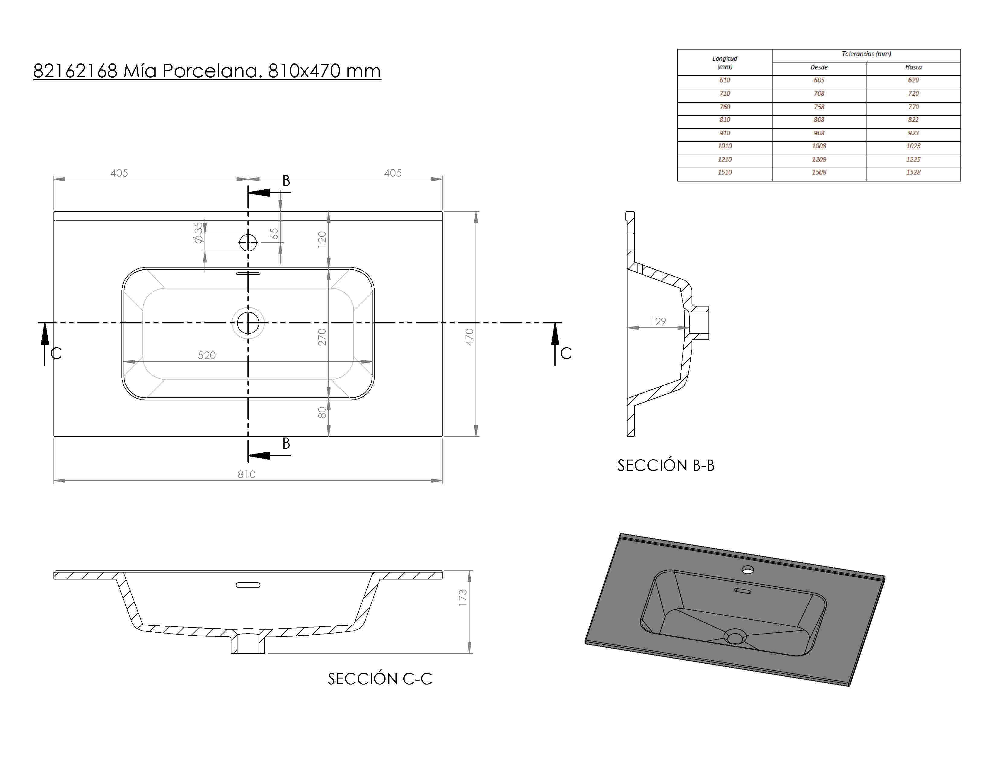 Lavatório de encastrar 81x18x46 cm branco Basins Mia - 5