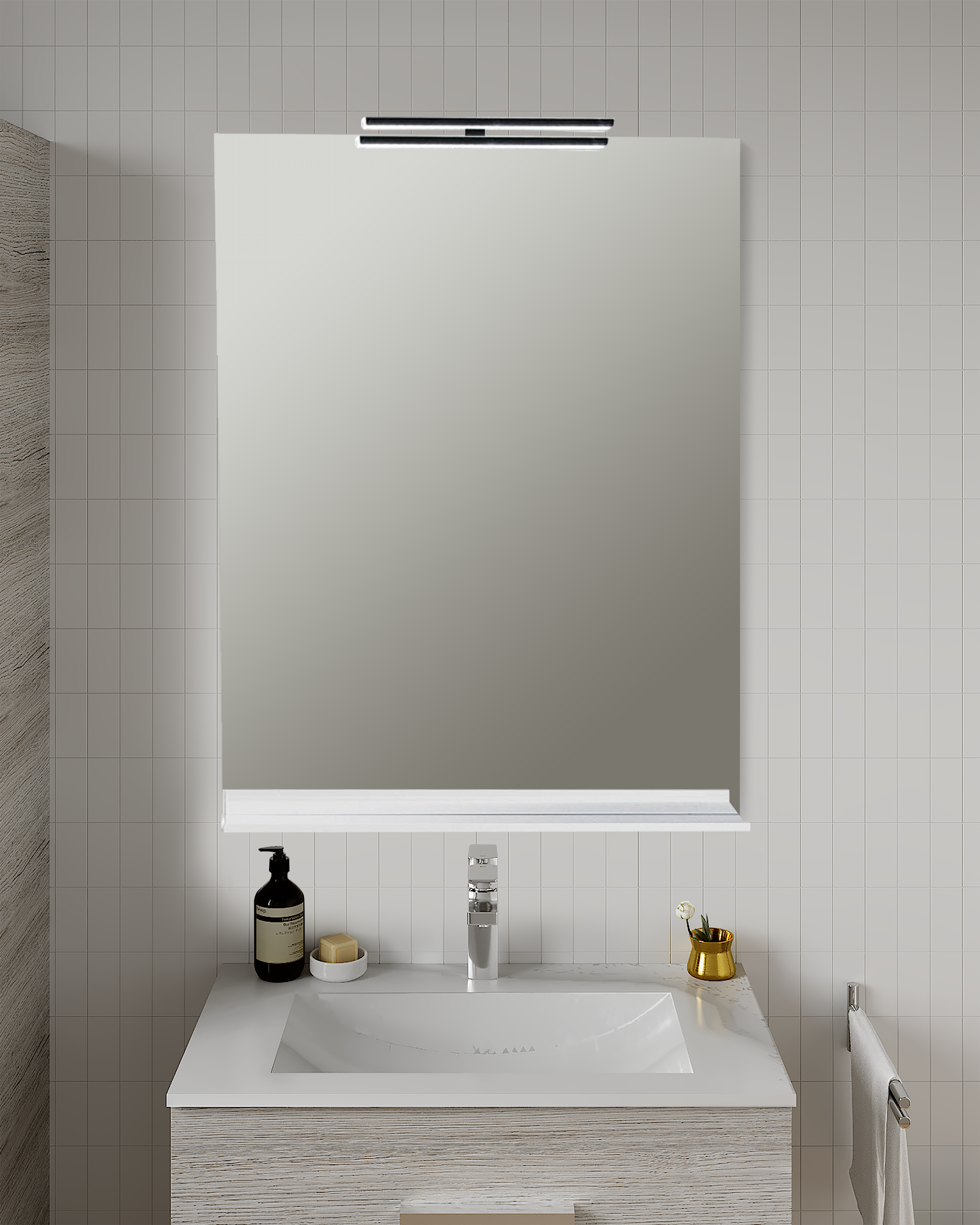 Espejo de baño con luz led push blanco, táctil, 60x80cm
